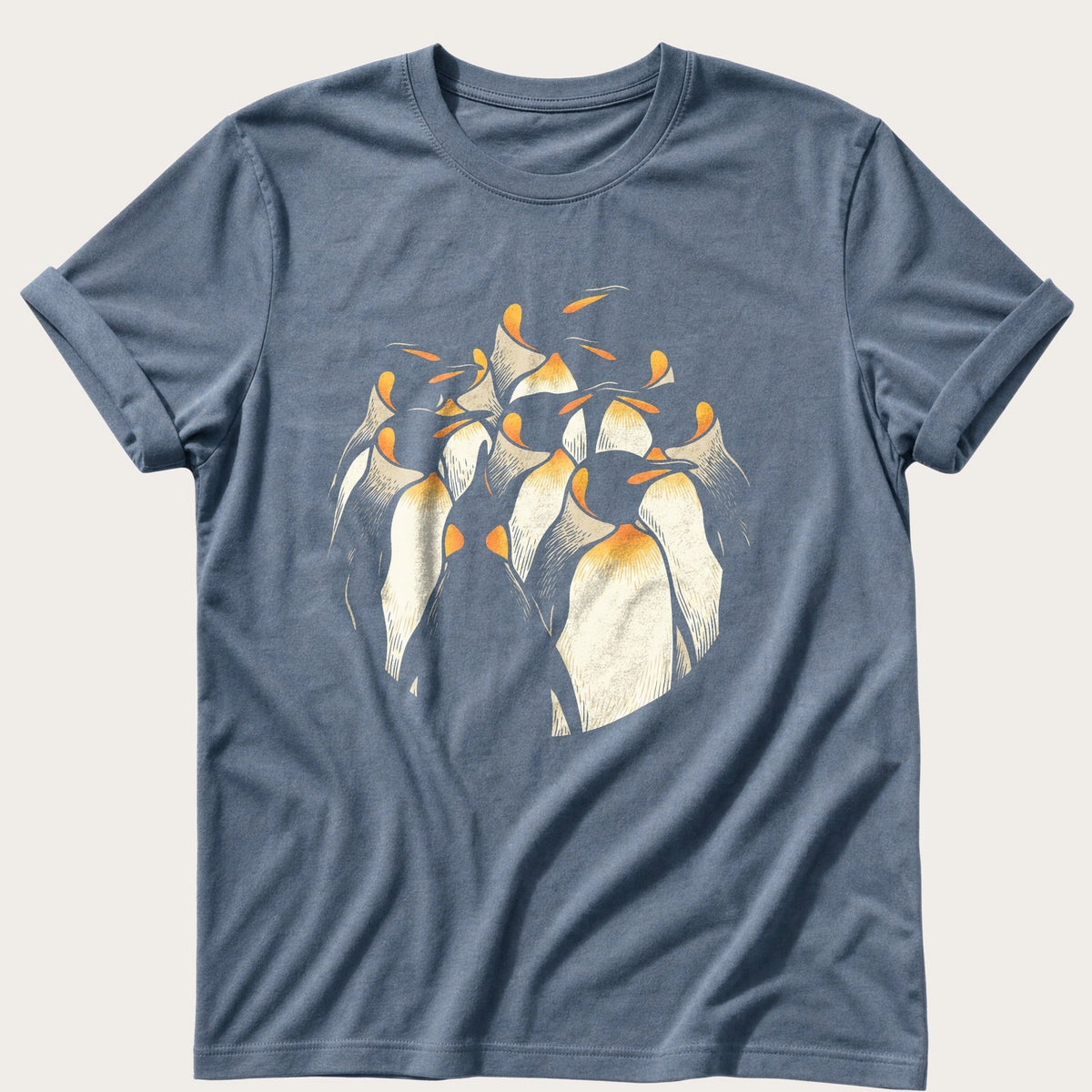 Penguin Crowd 1 — Blue Jean Comfort Colors tee