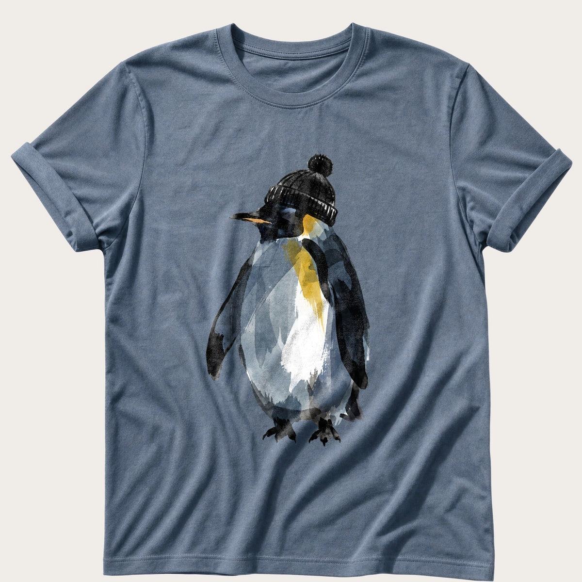 Penguin In A Bobble Hat — Blue Jean Comfort Colors tee