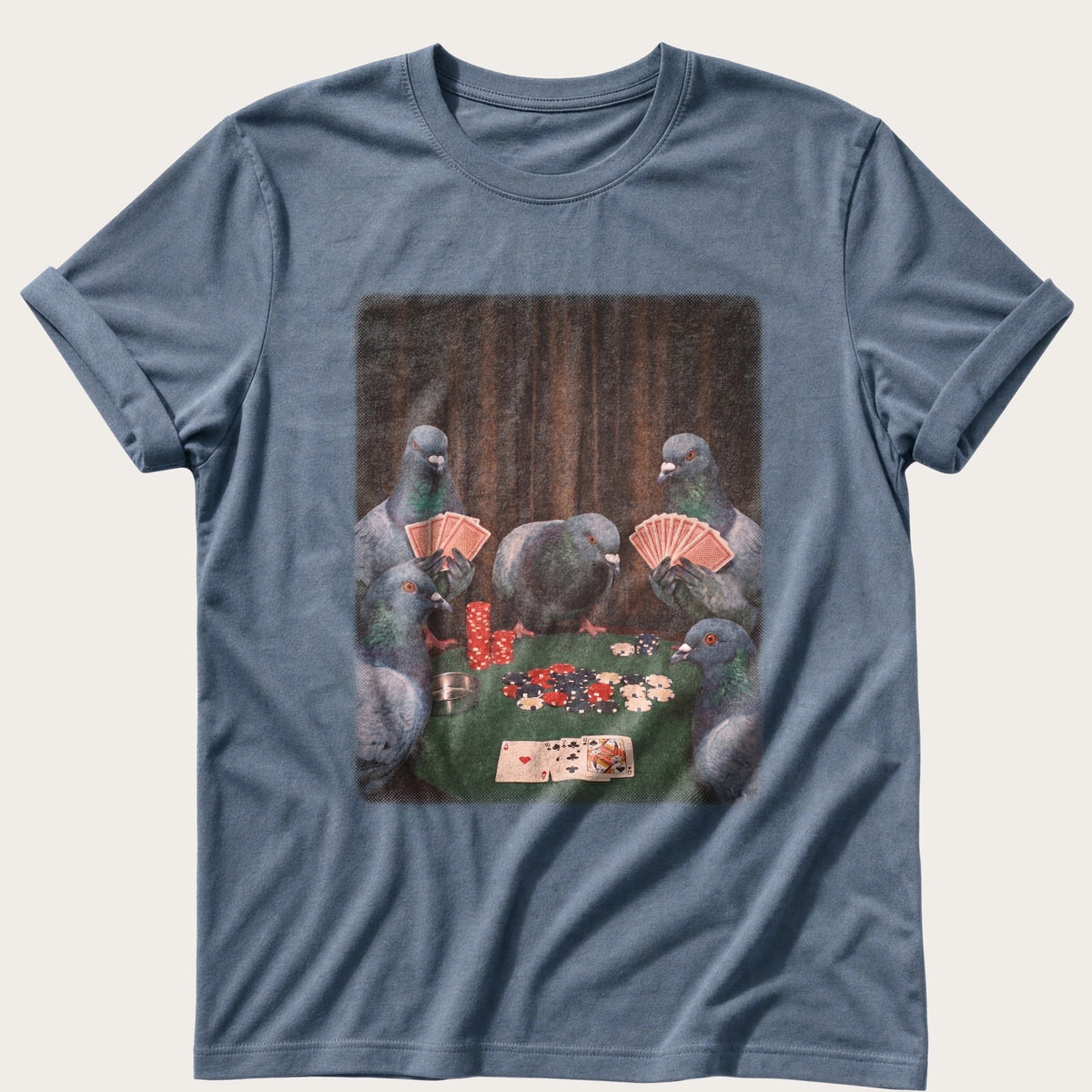 Pigeon Poker Night — Blue Jean Comfort Colors tee