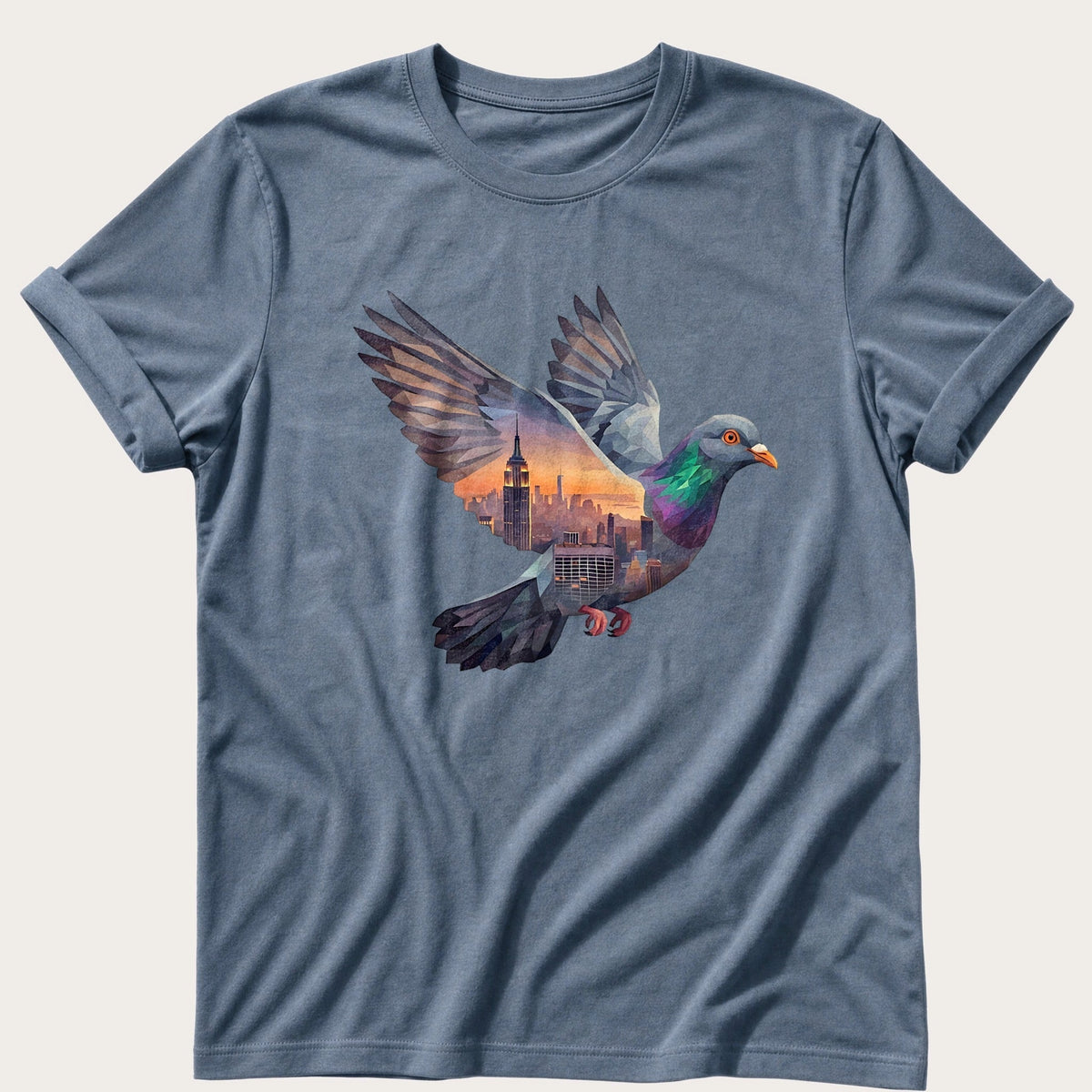 Pigeon Skyline — Blue Jean Comfort Colors tee