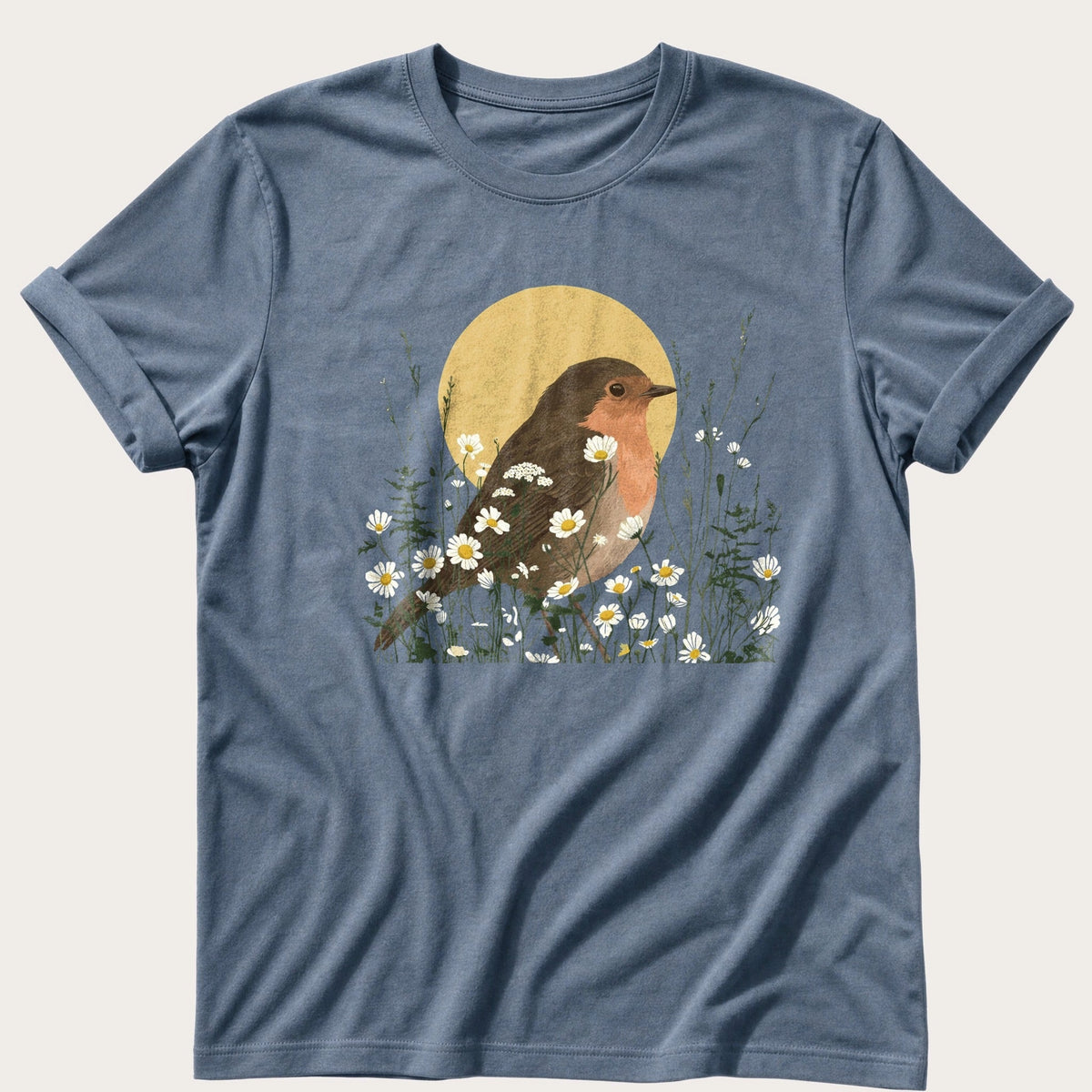 Robin Flower Bed — Blue Jean Comfort Colors tee
