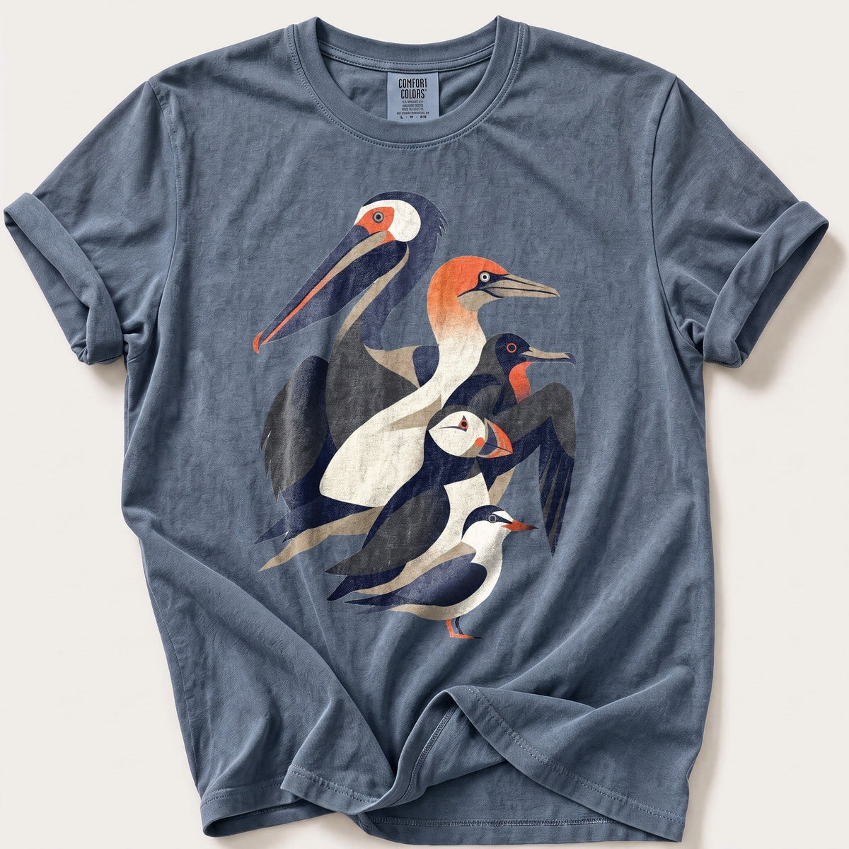 Seabird Breeds 55 — Blue Jean Comfort Colors tee