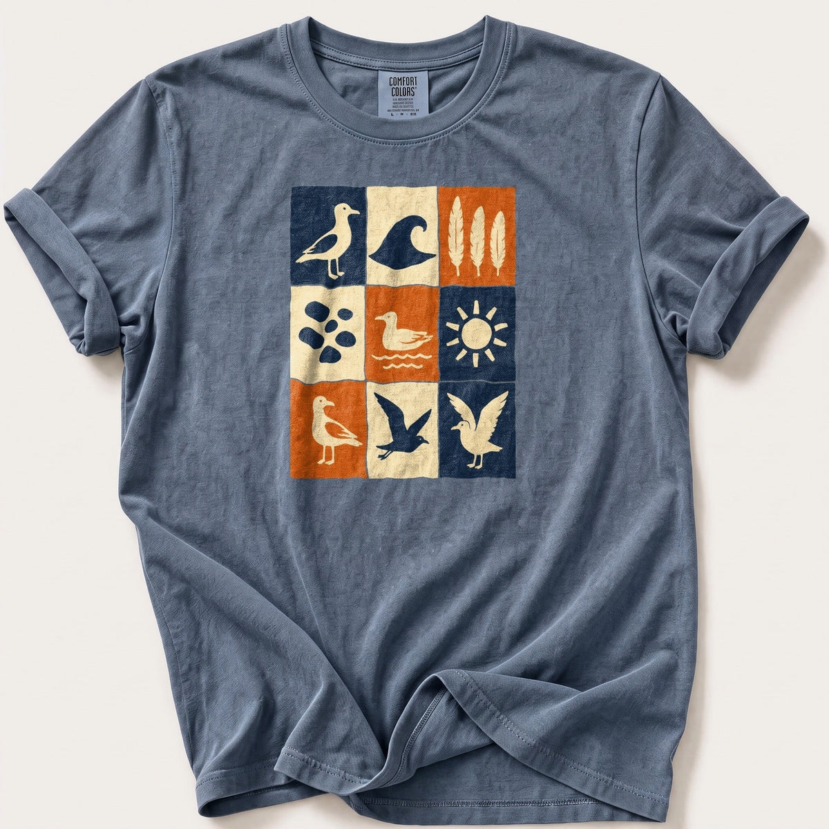 Seaside Block Print — Blue Jean Comfort Colors tee