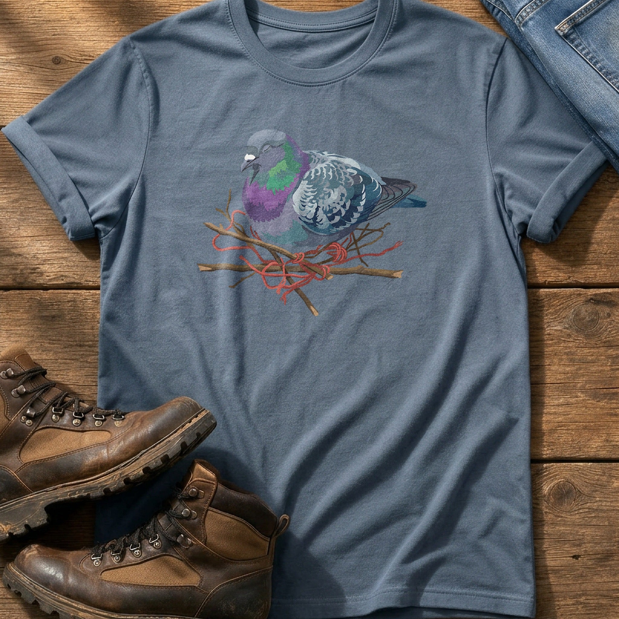 Sleeping Pigeon — Blue Jean Comfort Colors tee