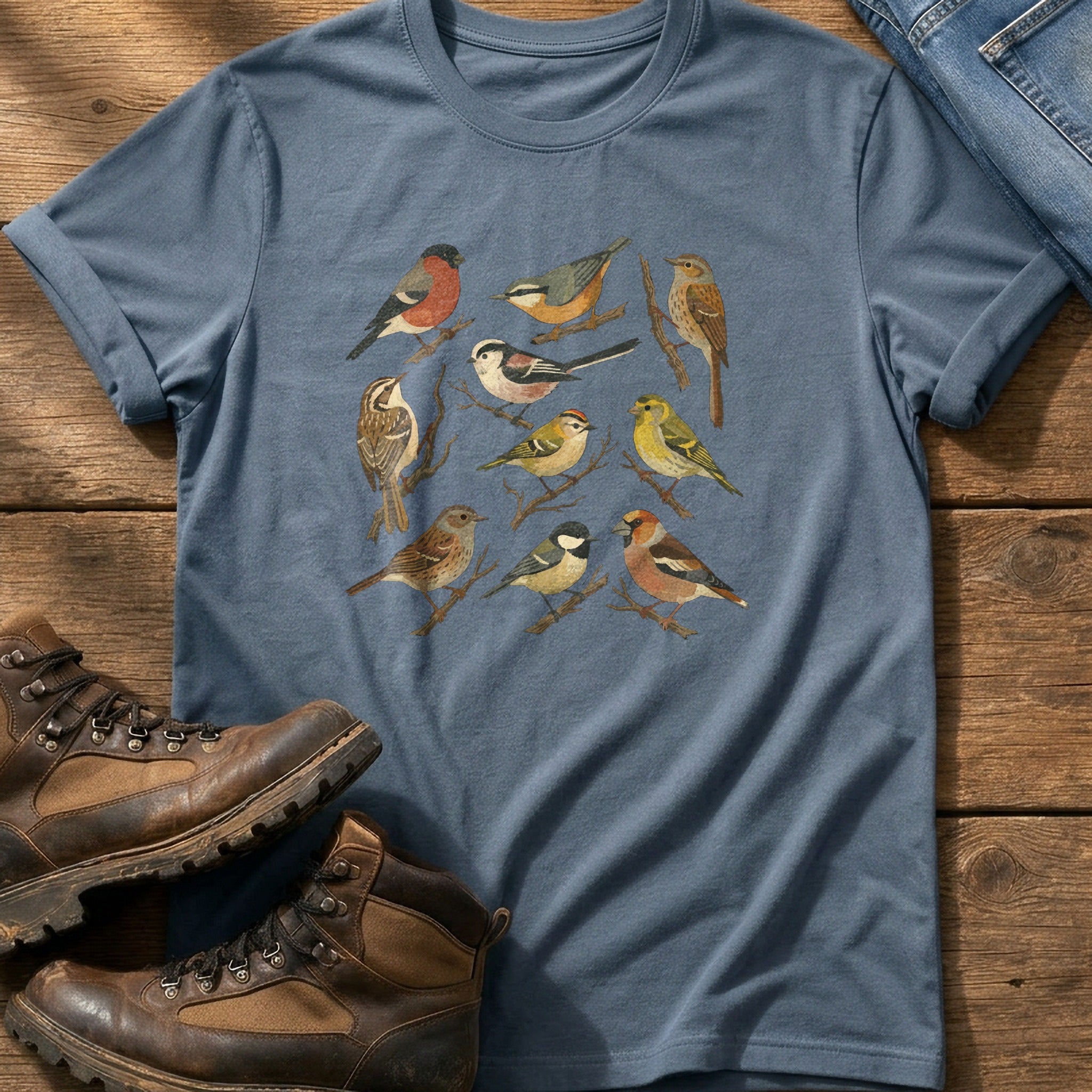 Small Wild Bird Flock — Blue Jean Comfort Colors tee