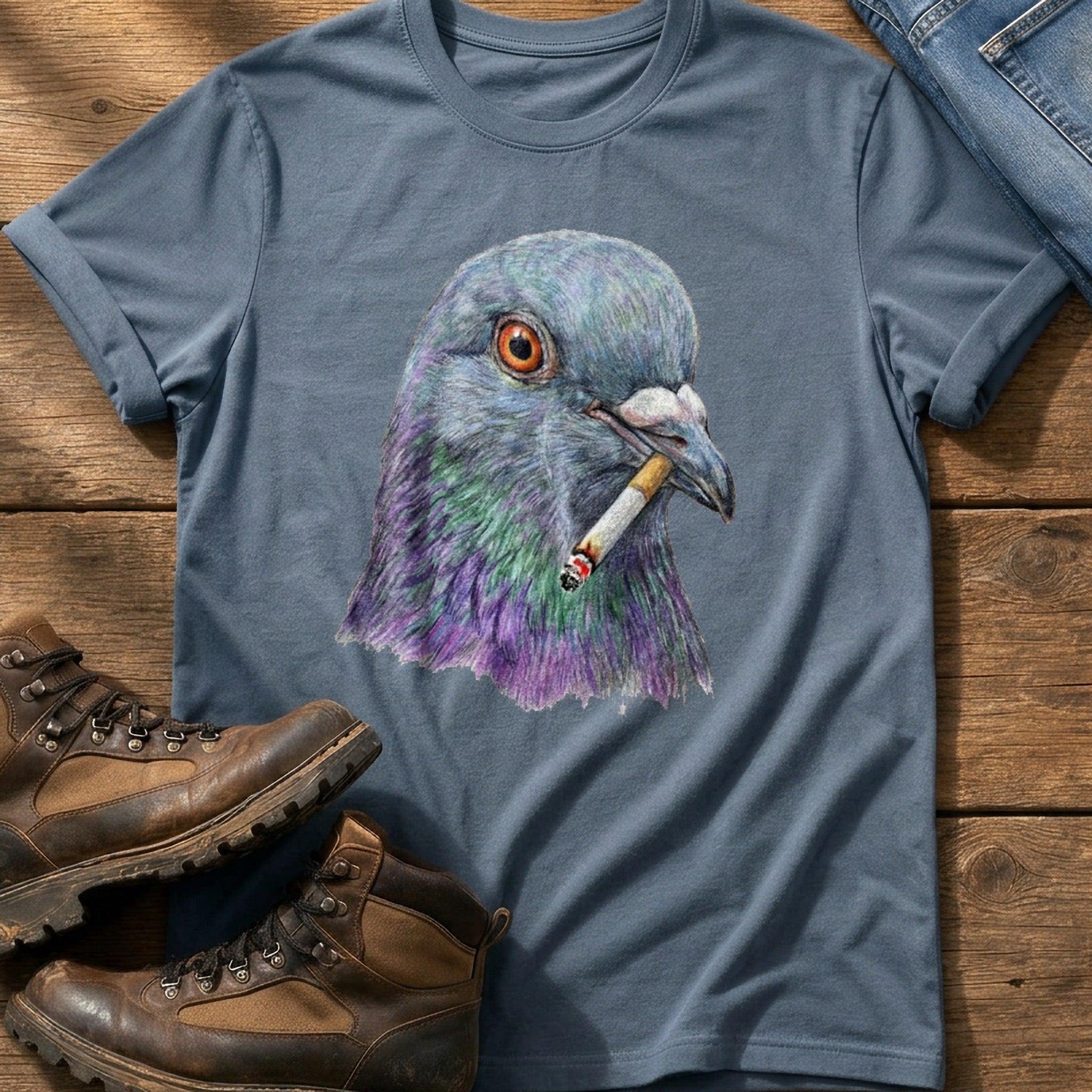 Smoking Pigeon 22 — Blue Jean Comfort Colors tee