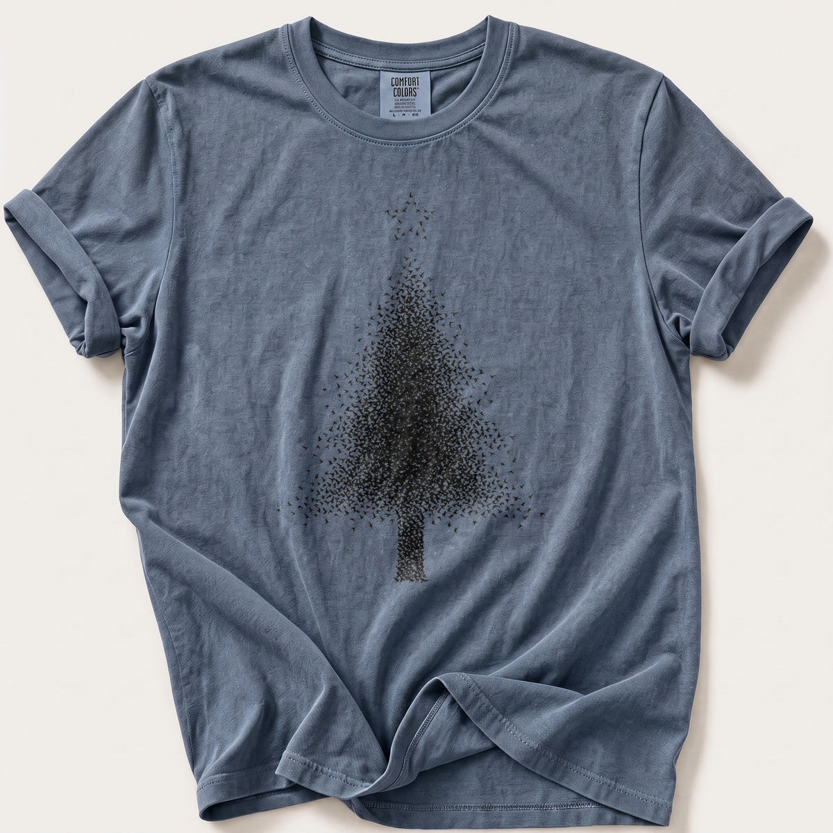 Starling Murmuration Tree — Blue Jean Comfort Colors tee