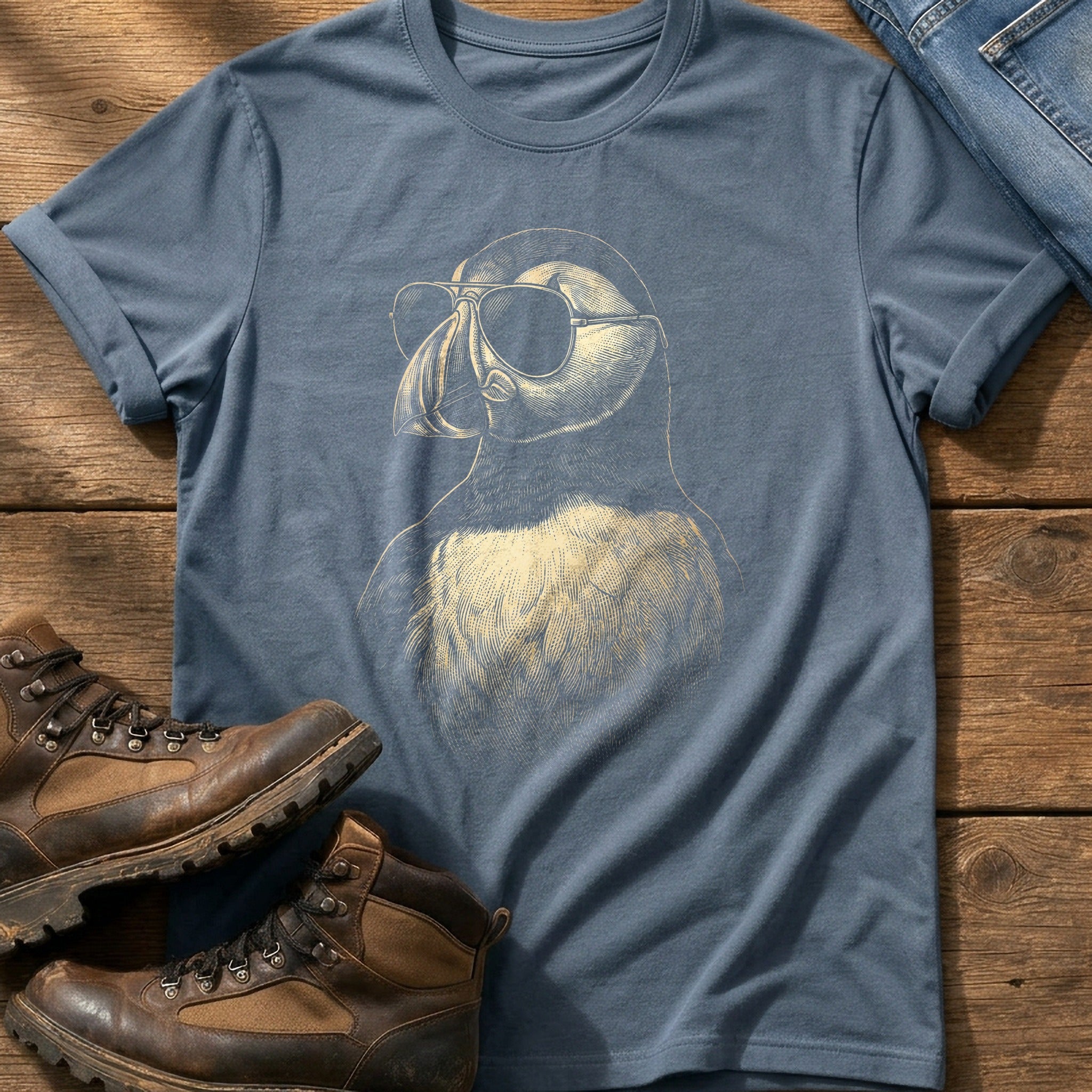 Sunglass Puffin 5 — Blue Jean Comfort Colors tee