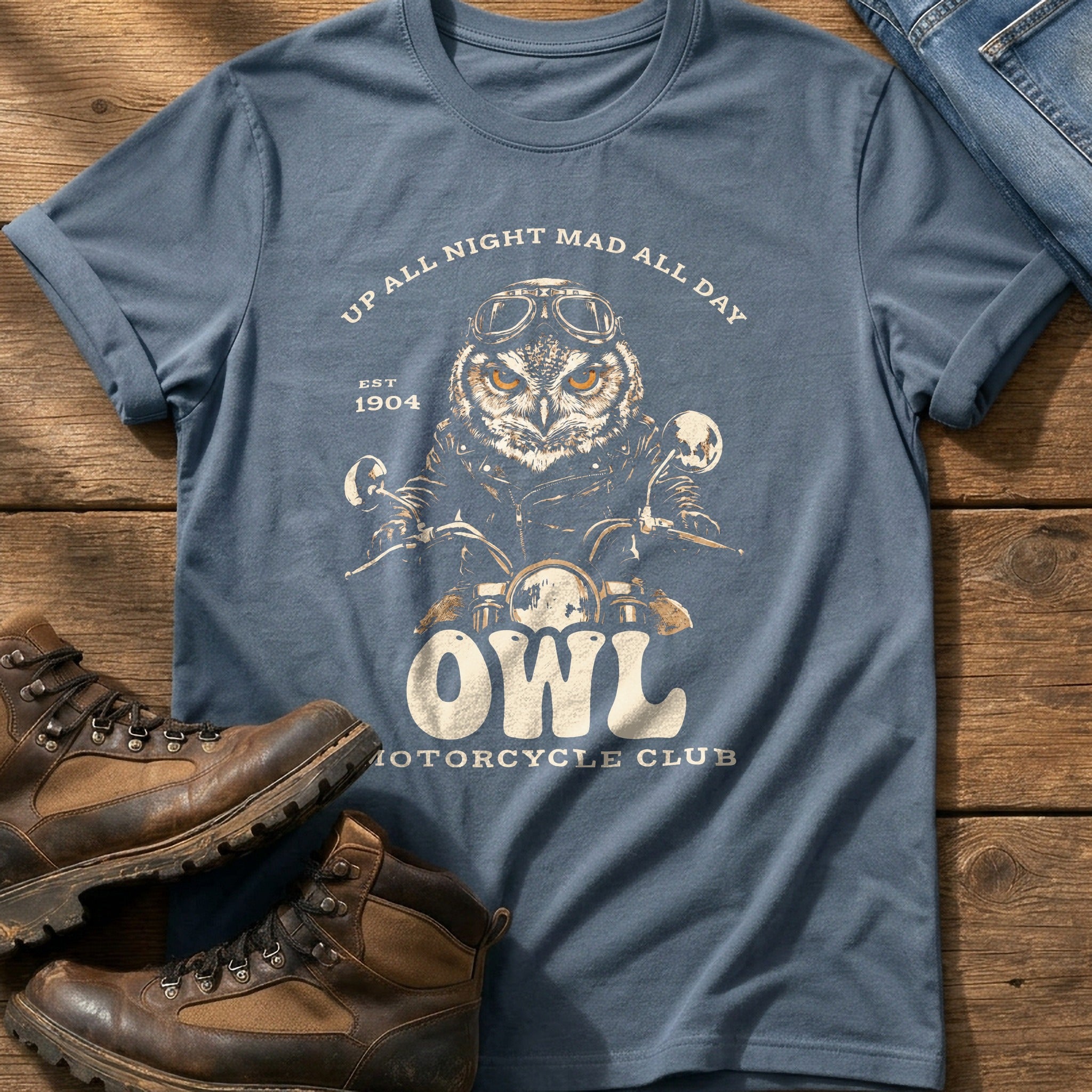 Up All Night Mad All Day — Blue Jean Comfort Colors tee