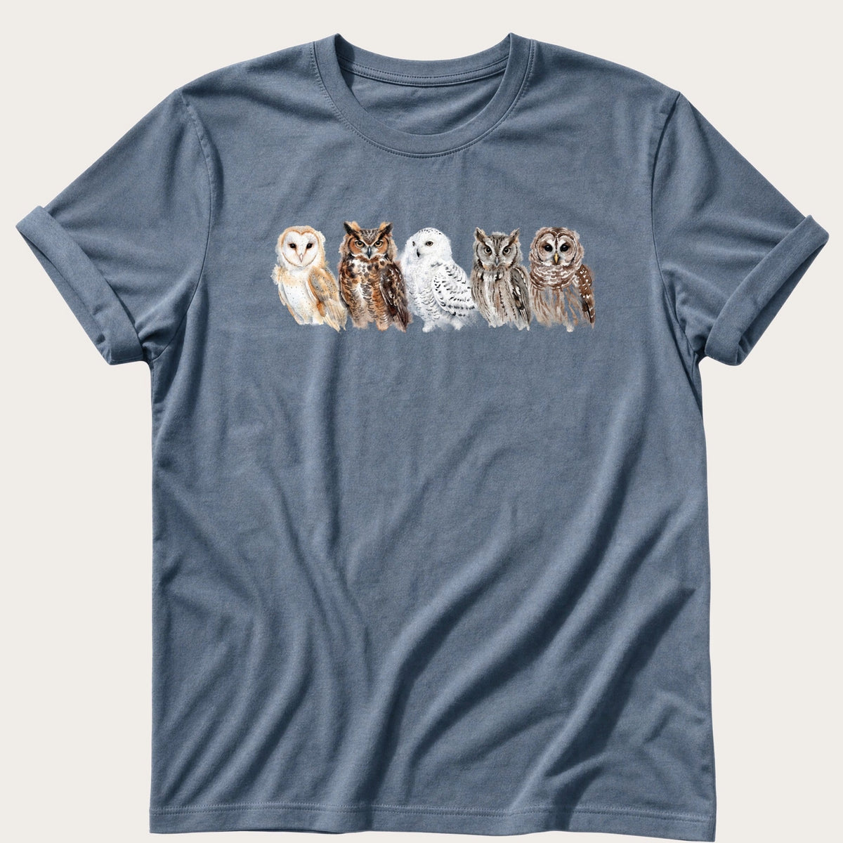Watercolour Owls — Blue Jean Comfort Colors tee
