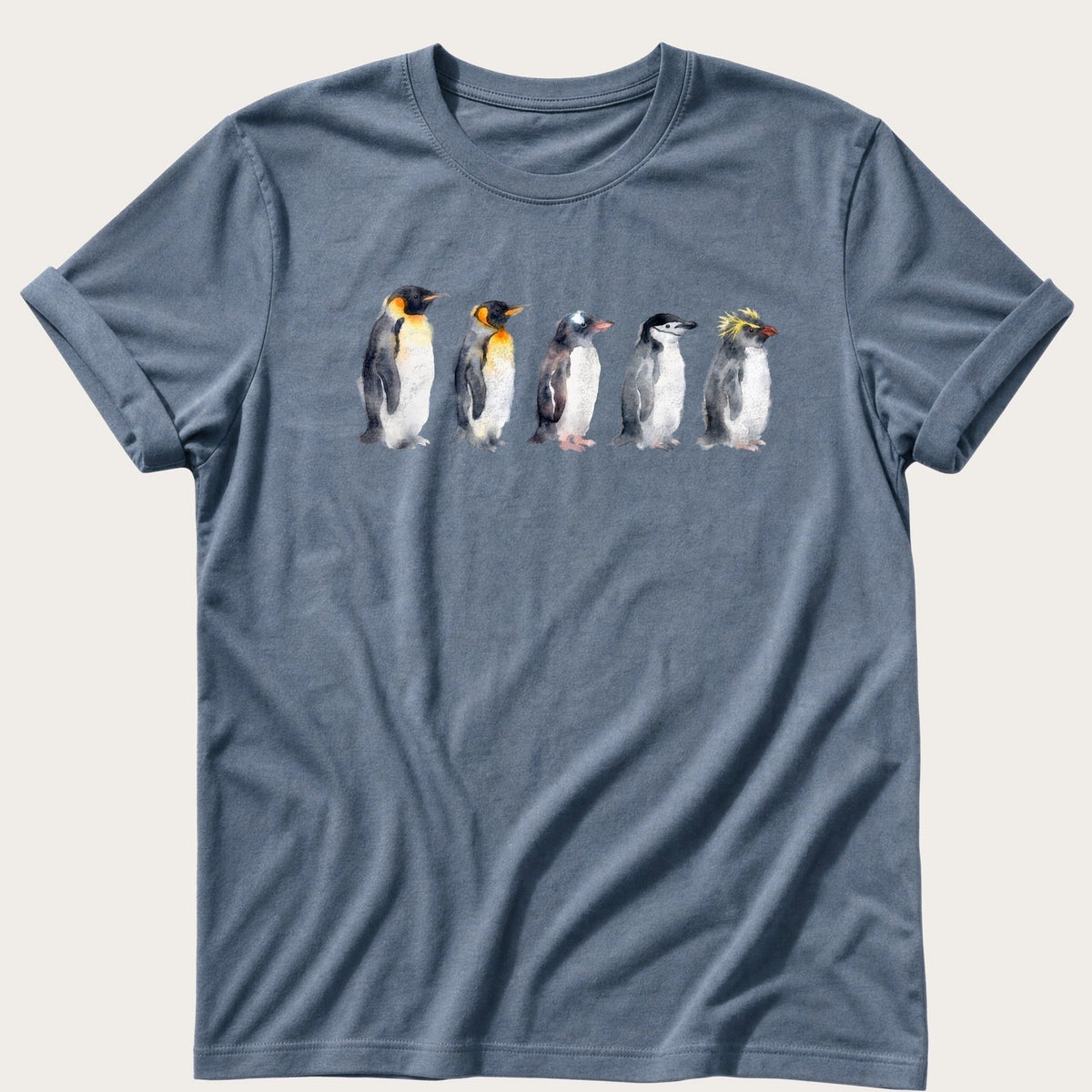 Watercolour Penguins — Blue Jean Comfort Colors tee