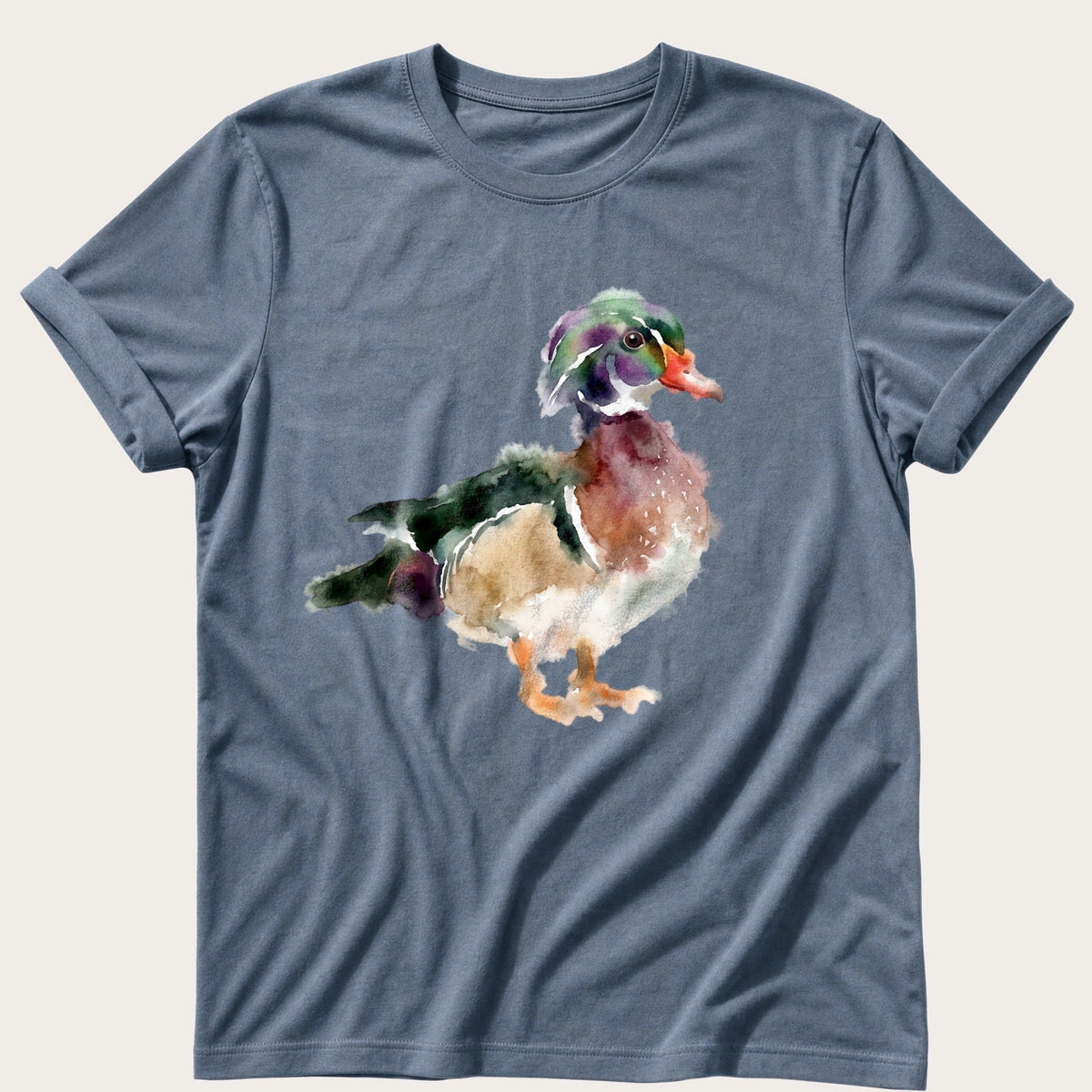 Watercolour Wood Duck — Blue Jean Comfort Colors tee