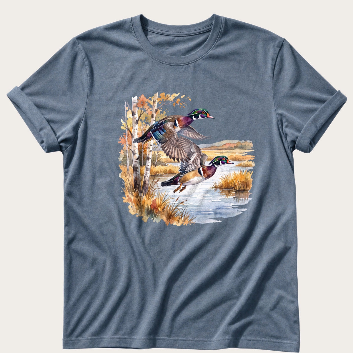 Wood Ducks At The Marsh — Blue Jean Comfort Colors tee