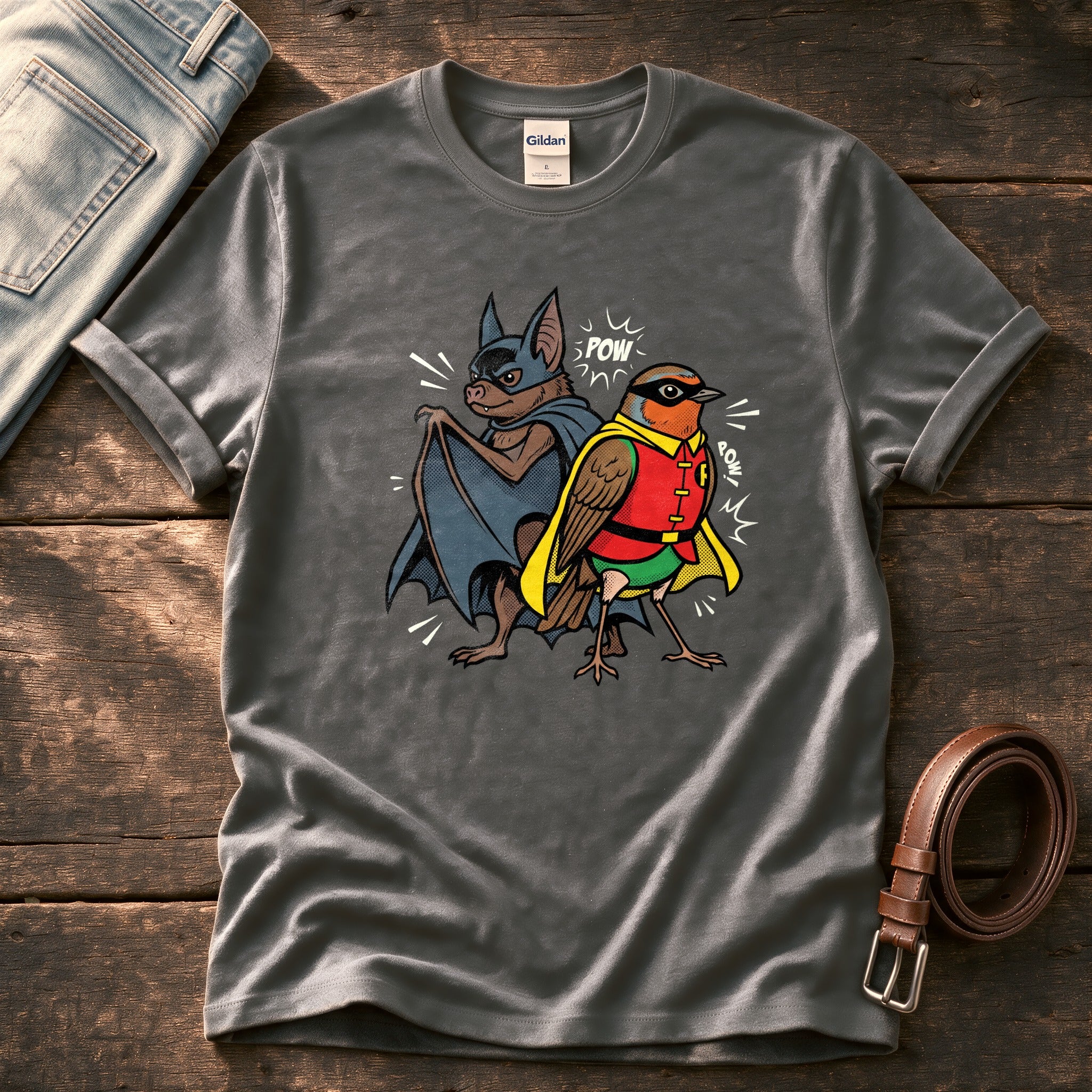 Bat N Robin 44 — Charcoal Comfort Colors tee