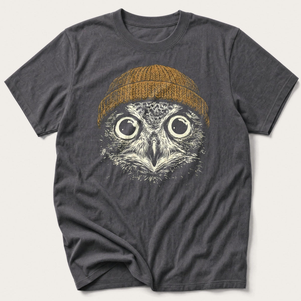 Beanie Owl 6 — Charcoal T-Shirt