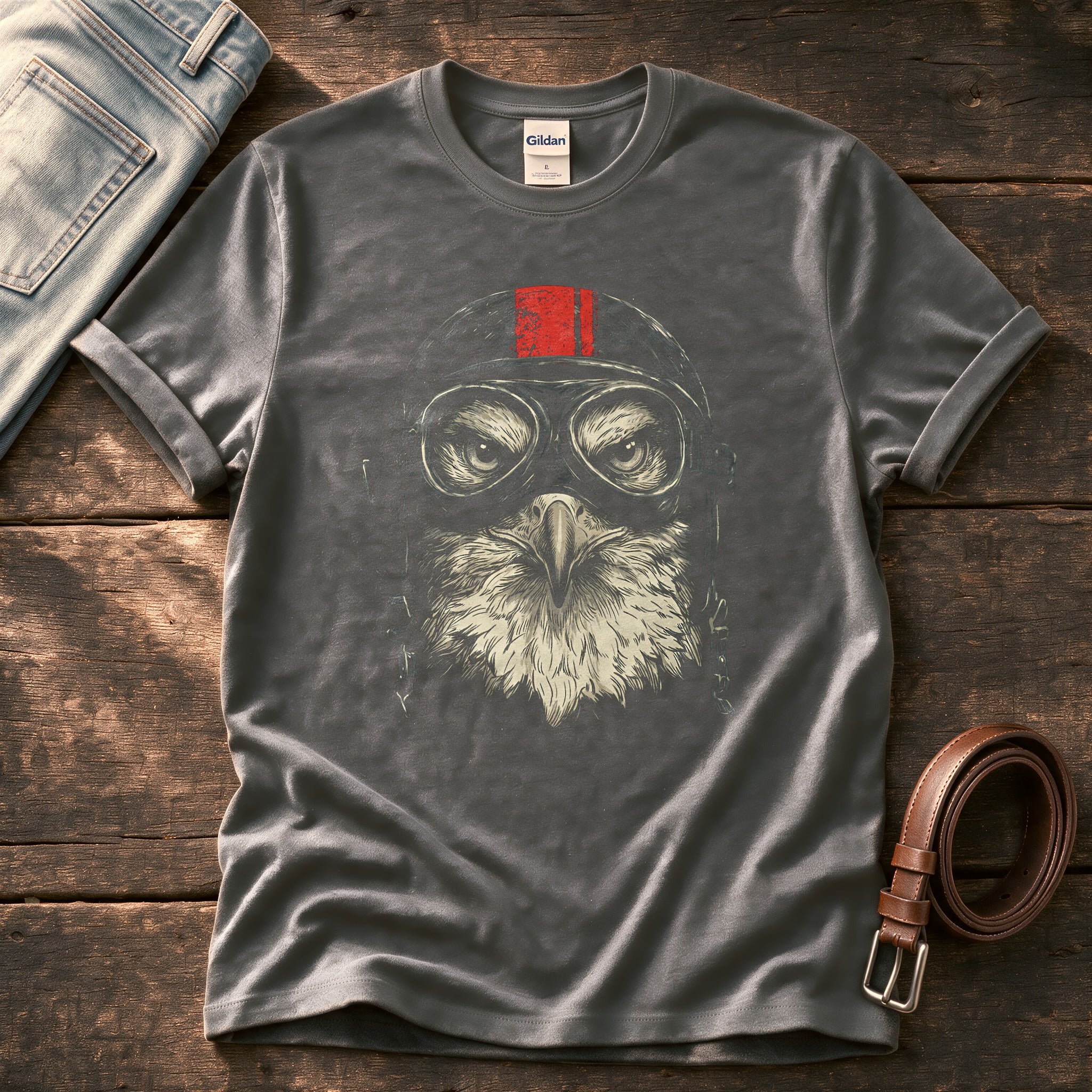 Biker Eagle 3 — Charcoal Comfort Colors tee