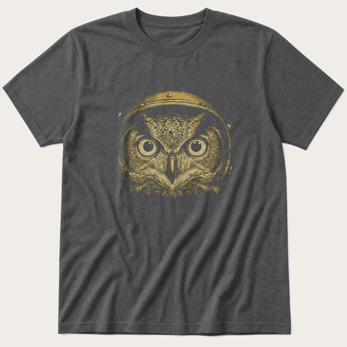 Biker Owl 5 — Charcoal T-Shirt