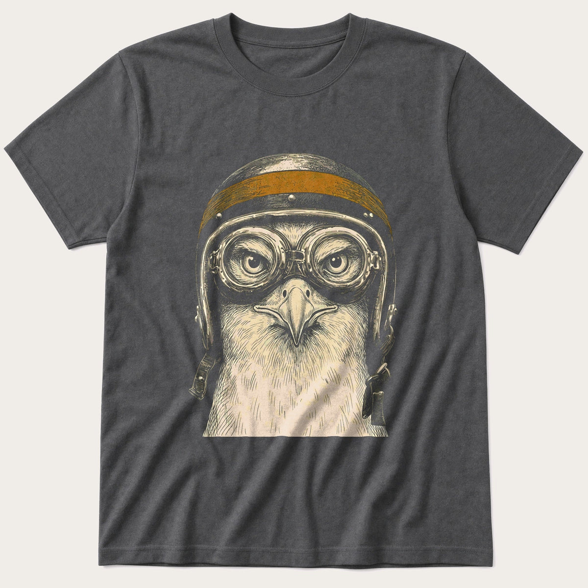 Biker Seagull 9 — Charcoal T-Shirt