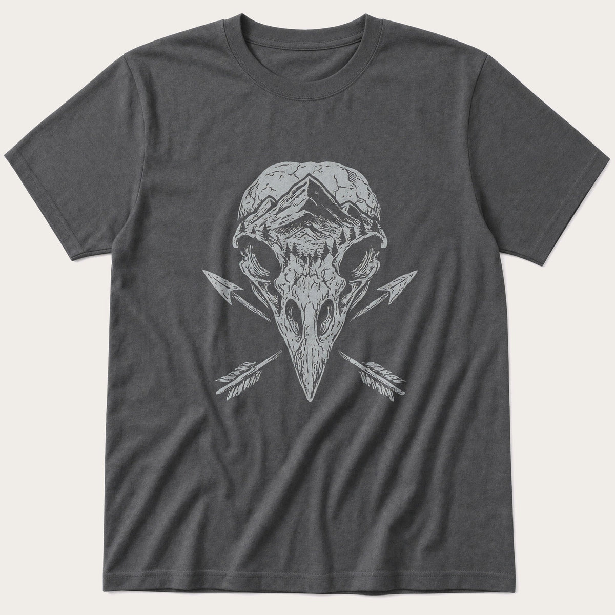 Bird Skull And Arrows — Charcoal T-Shirt