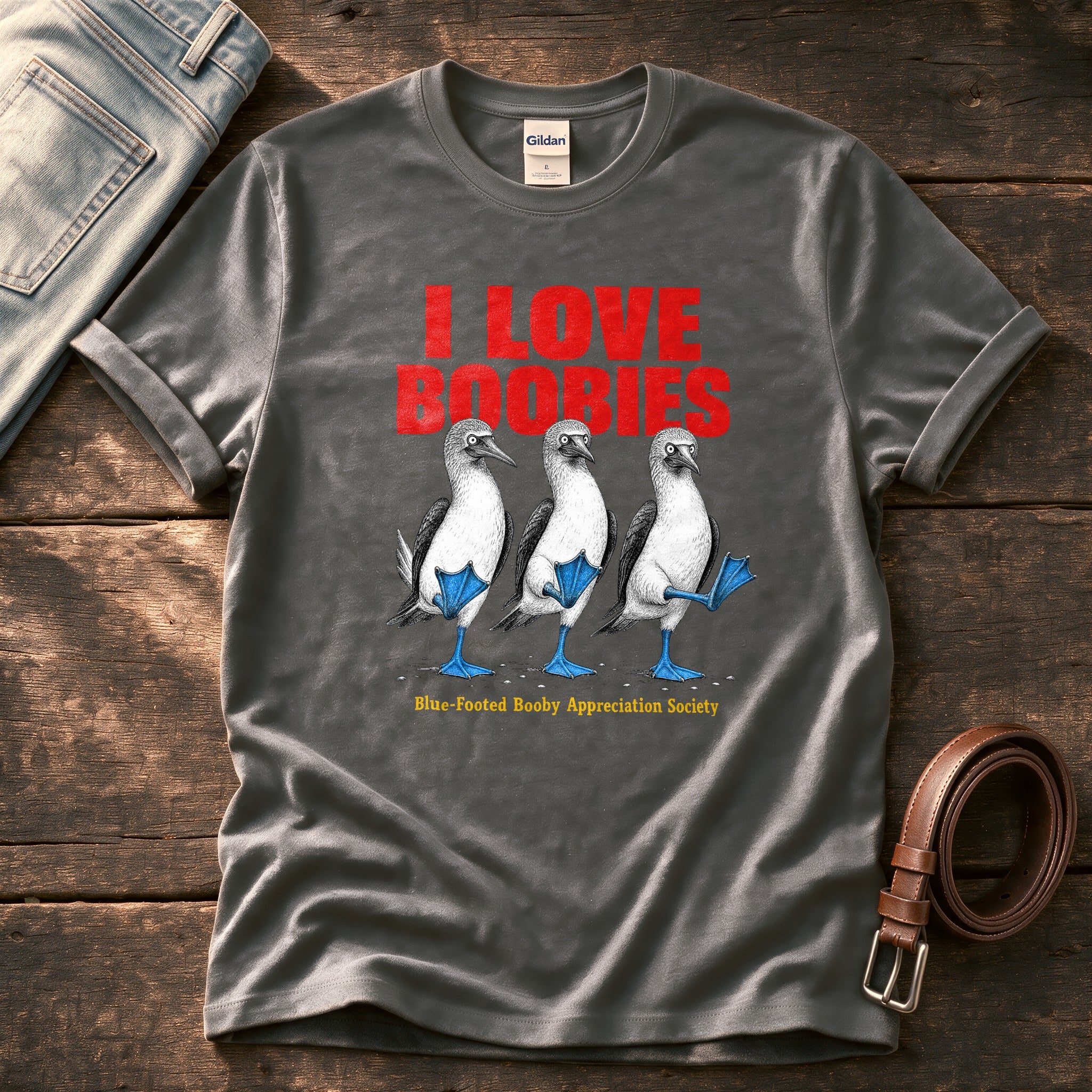 Boobies 3 — Charcoal Comfort Colors tee