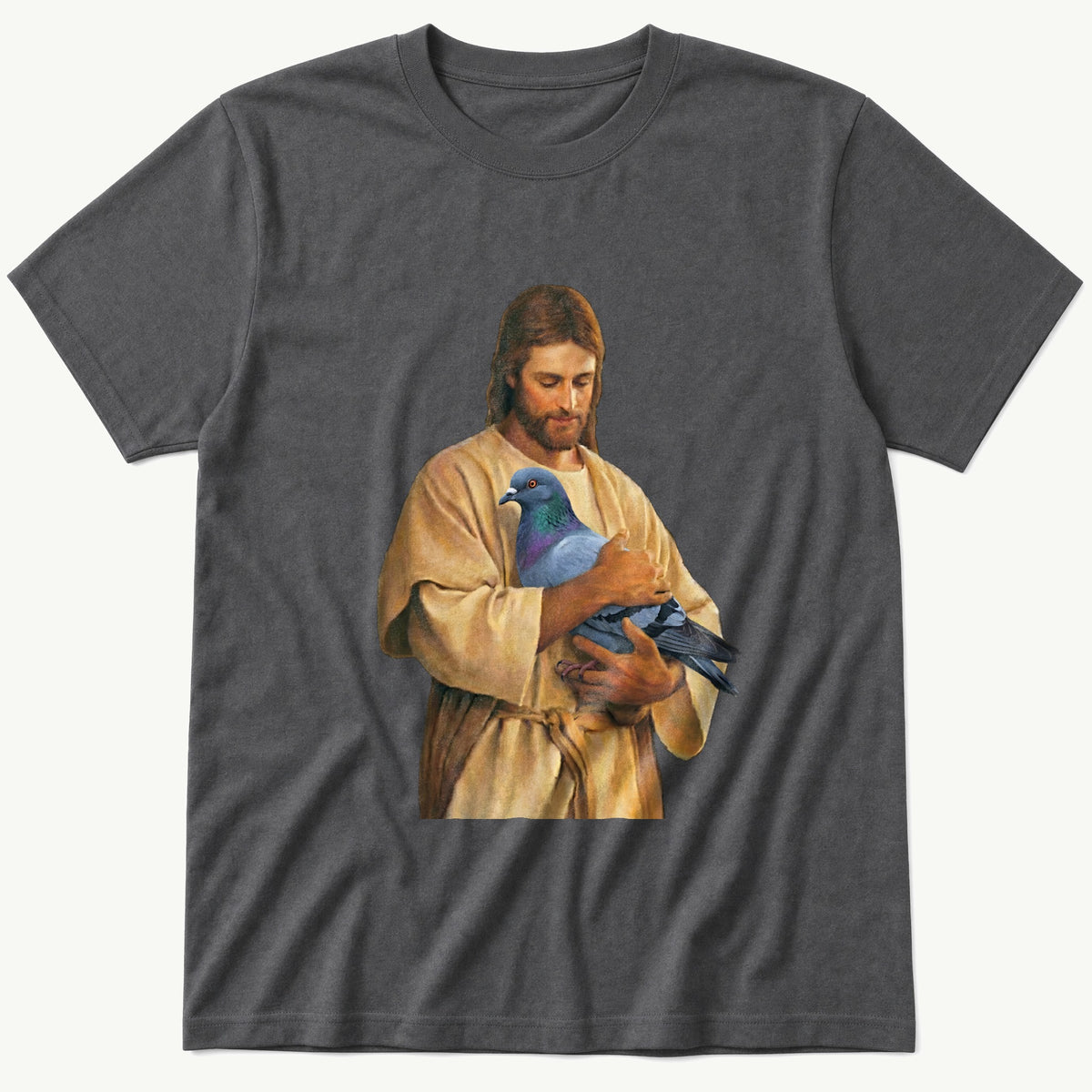 Christ With Pigeon 4 — Charcoal T-Shirt
