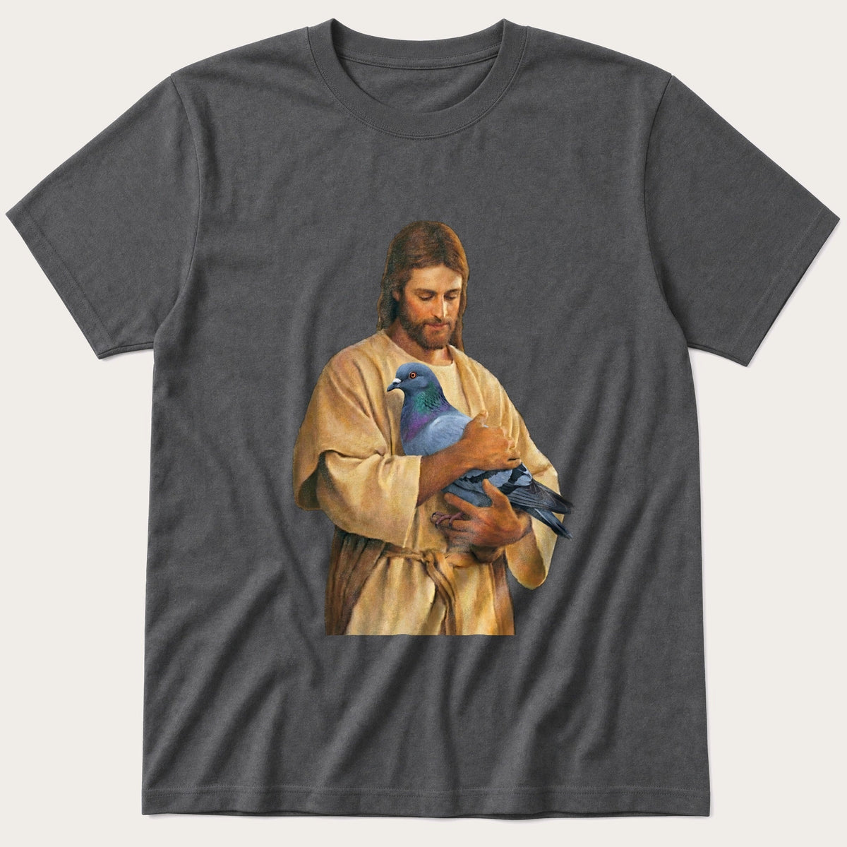 Christ With Pigeon 4 — Charcoal T-Shirt