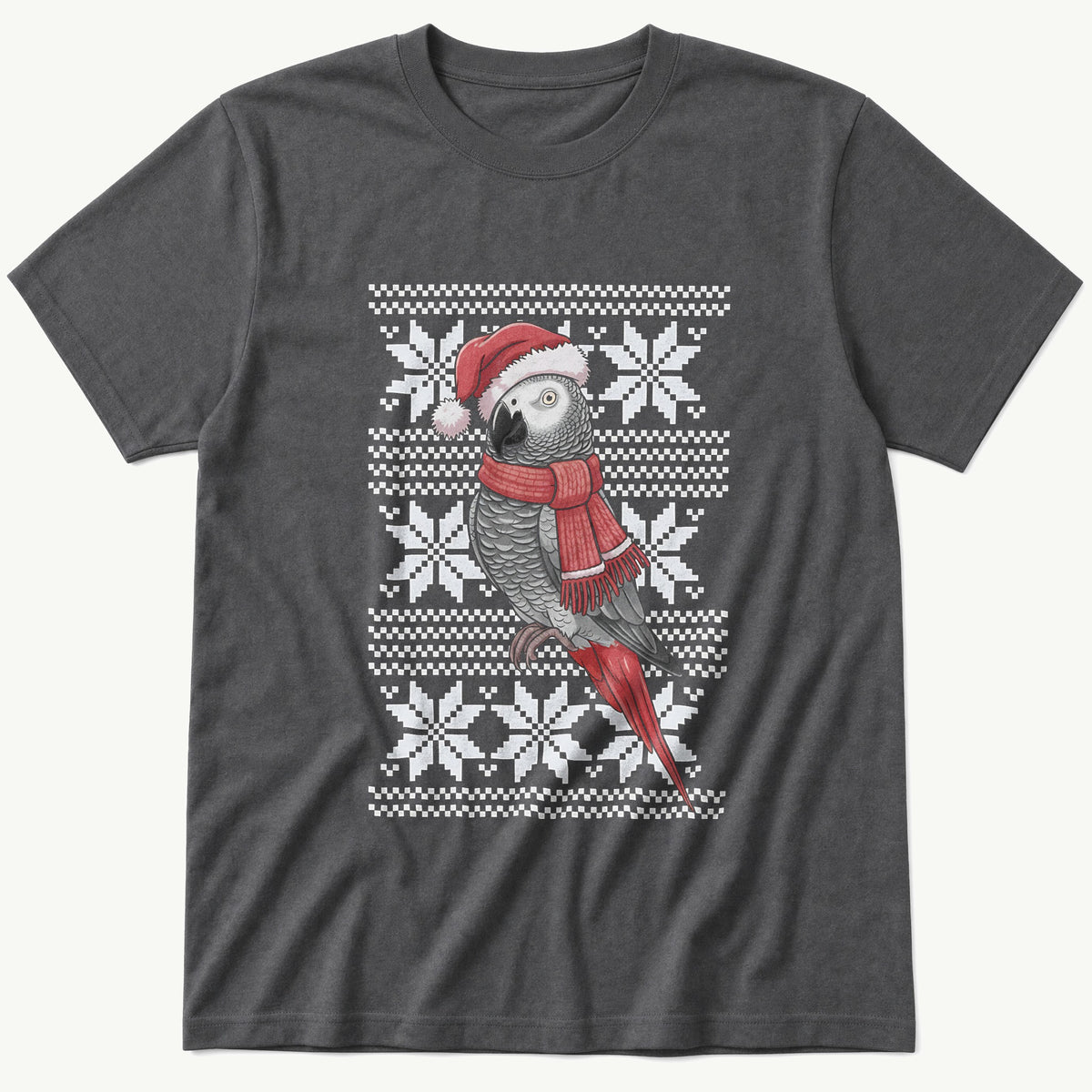 Christmas African Grey Sweater — Charcoal T-Shirt