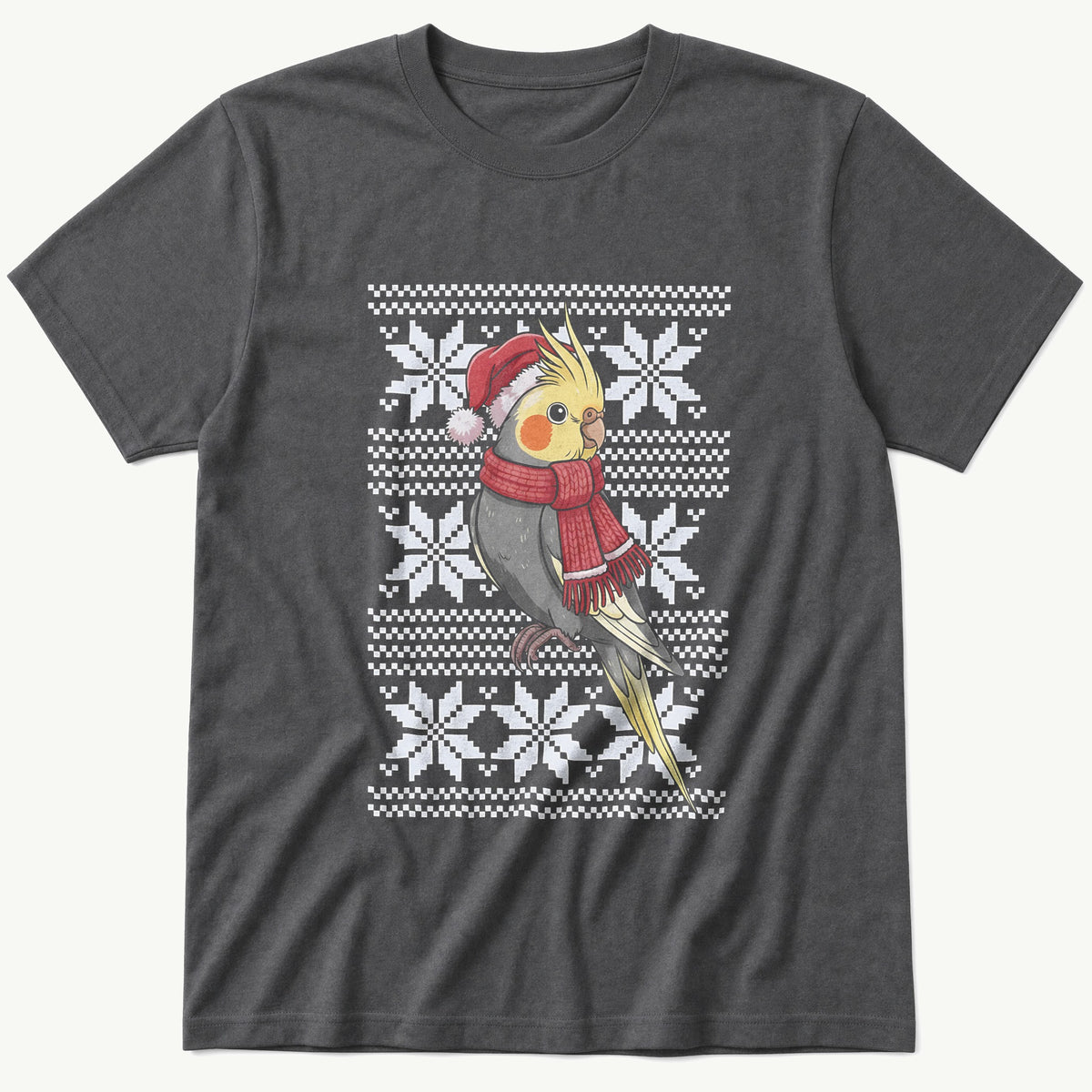 Christmas Cockatiel Sweater — Charcoal T-Shirt