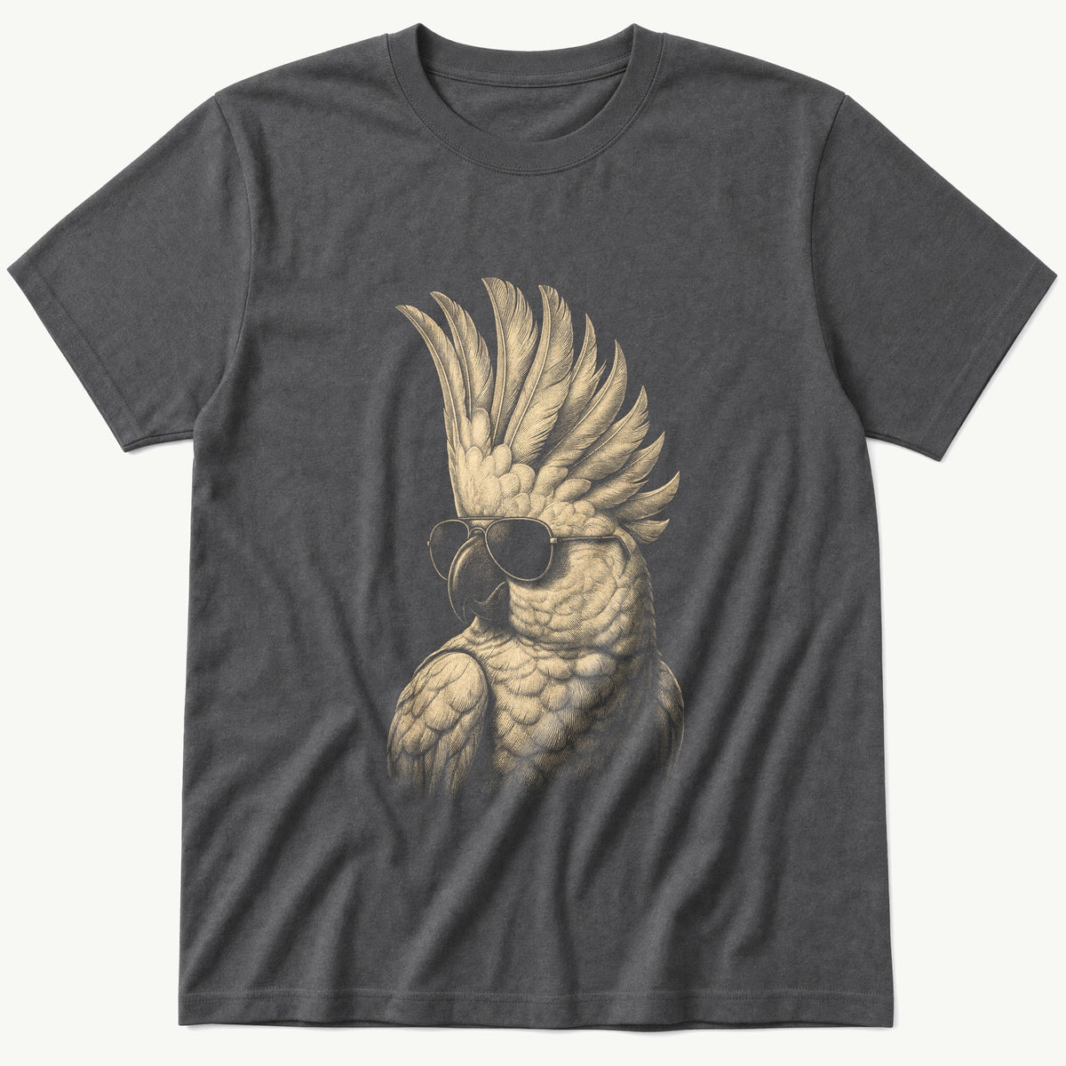 Cockatoo In Shades — Charcoal T-Shirt