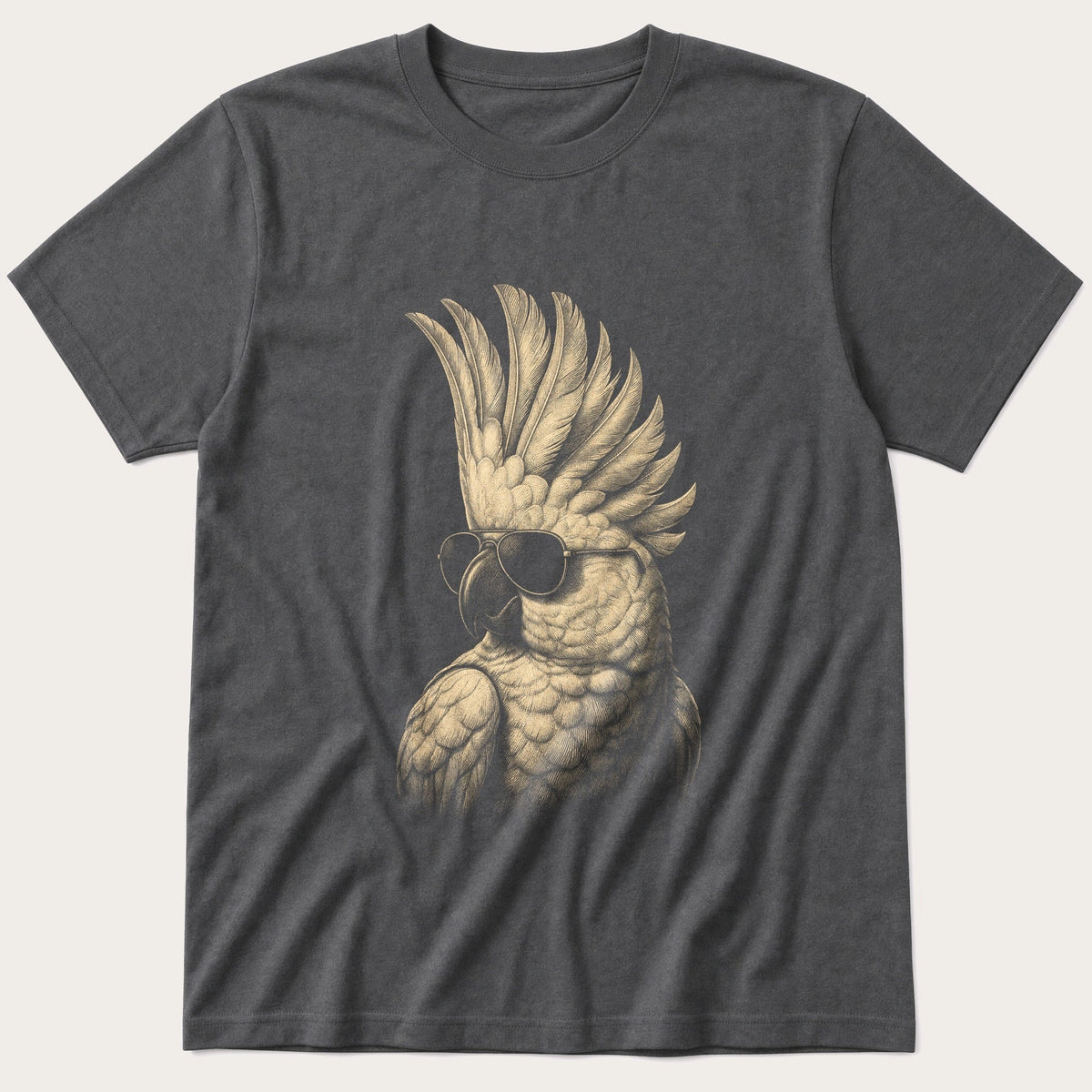 Cockatoo In Shades — Charcoal T-Shirt