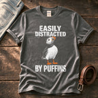 Distracted By Puffins — Charcoal Comfort Colors tee