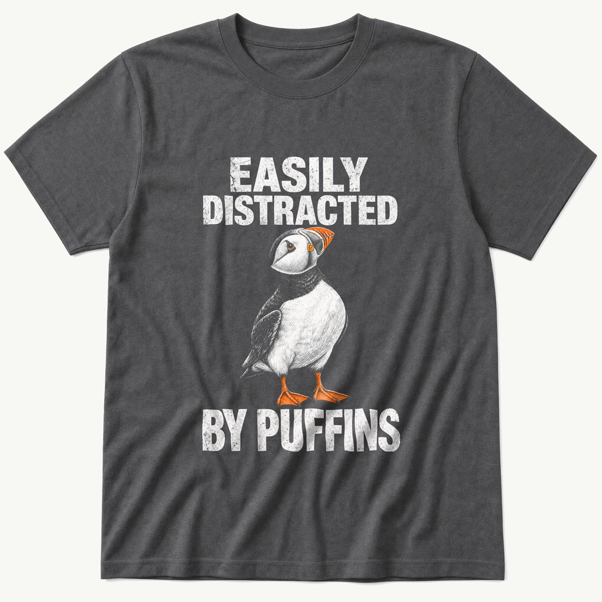 Distracted By Puffins — Charcoal T-Shirt
