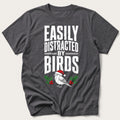 Easily Distracted By Birds Christmas — Charcoal T-Shirt