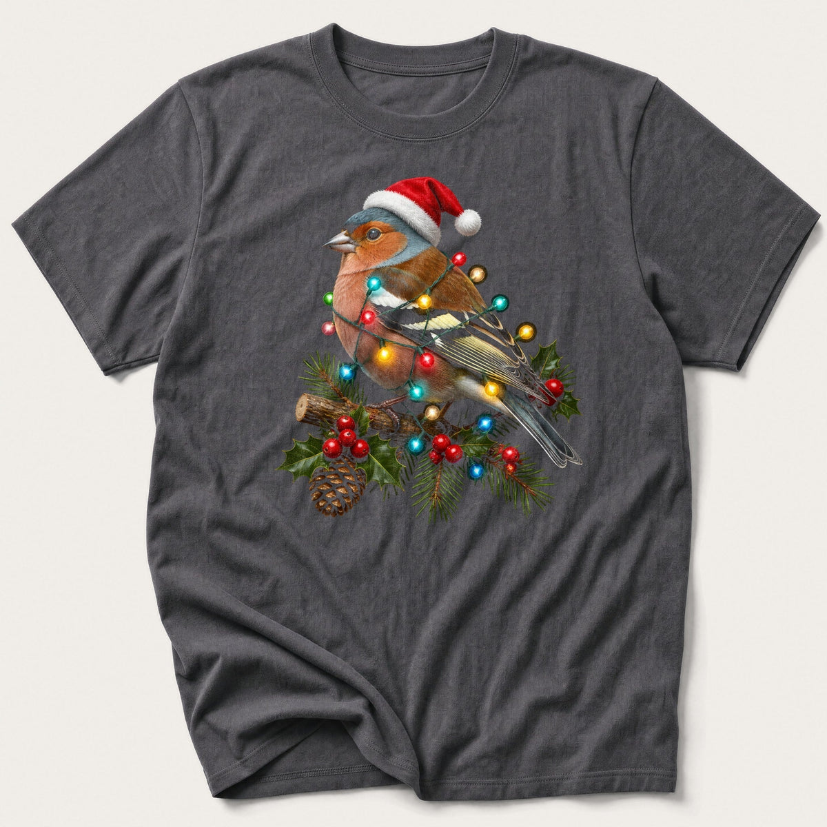 Fairy Light Chaffinch — Charcoal T-Shirt