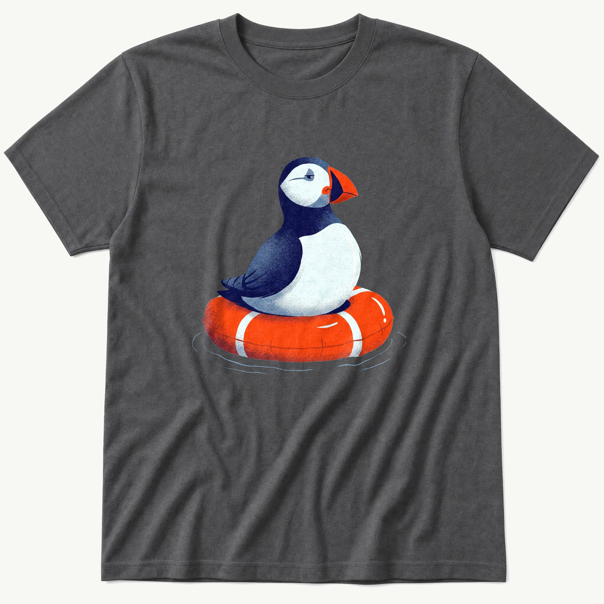 Floaty Puffin — Charcoal T-Shirt