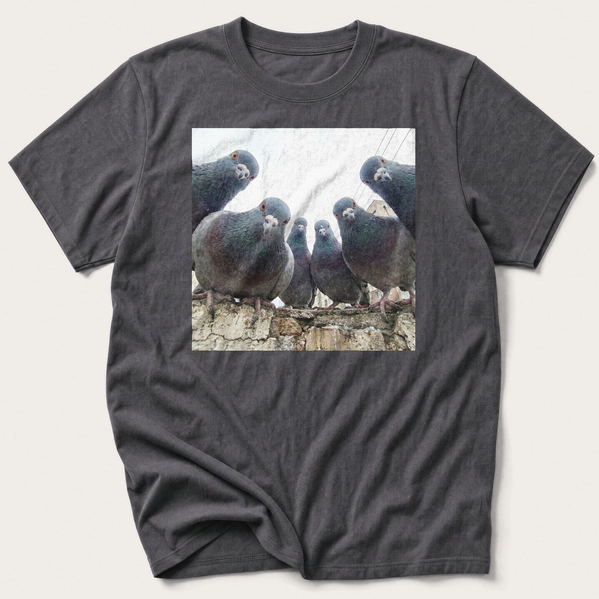 Flock Of Pigeons 3 — Charcoal T-Shirt
