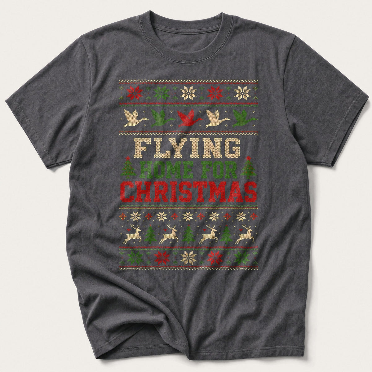 Flying Home For Christmas Jumper — Charcoal T-Shirt