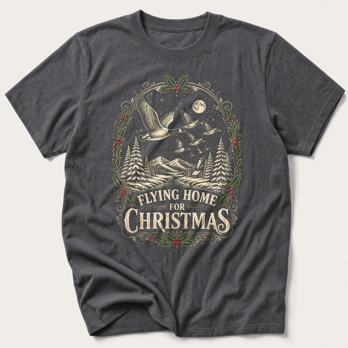 Flying Home For Christmas — Charcoal T-Shirt