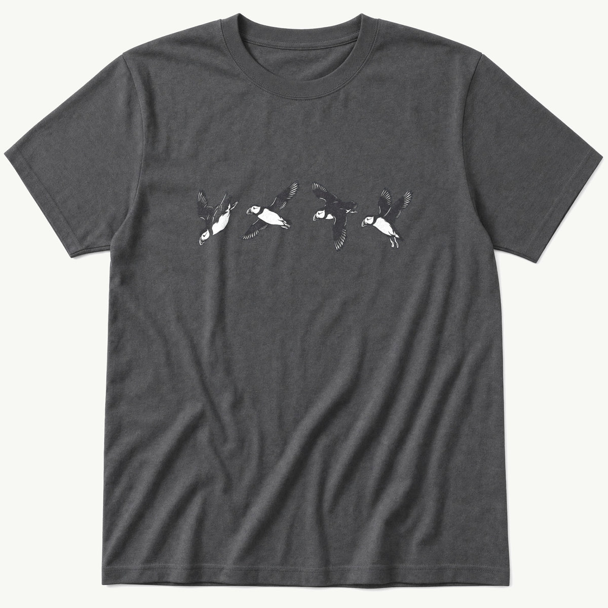 Flying Puffins 2 — Charcoal T-Shirt