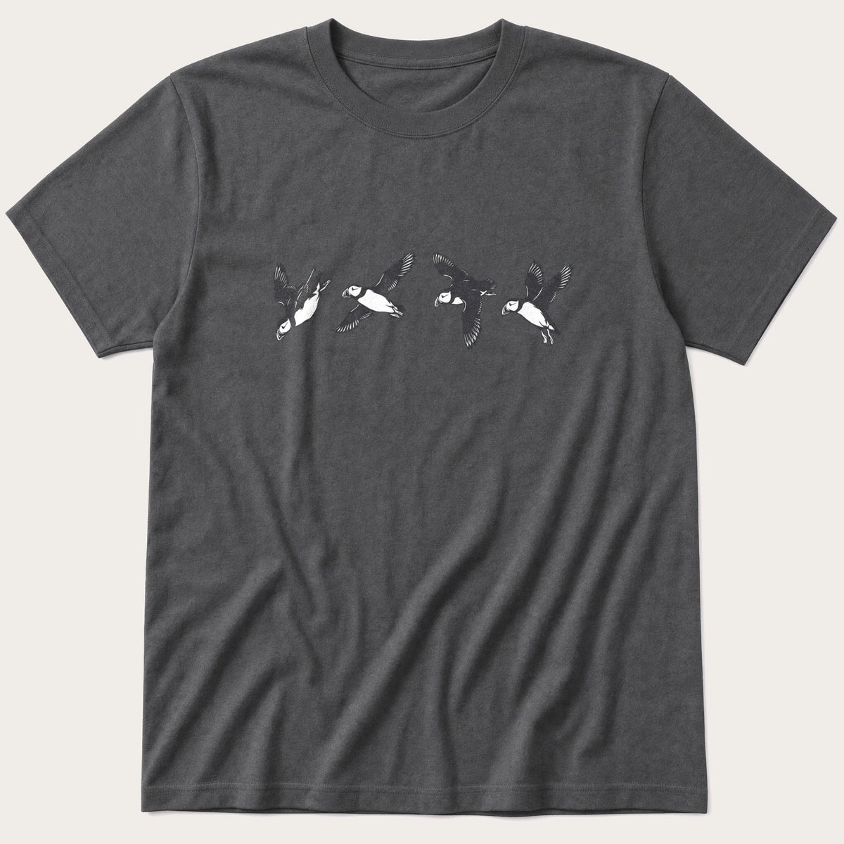 Flying Puffins 2 — Charcoal T-Shirt