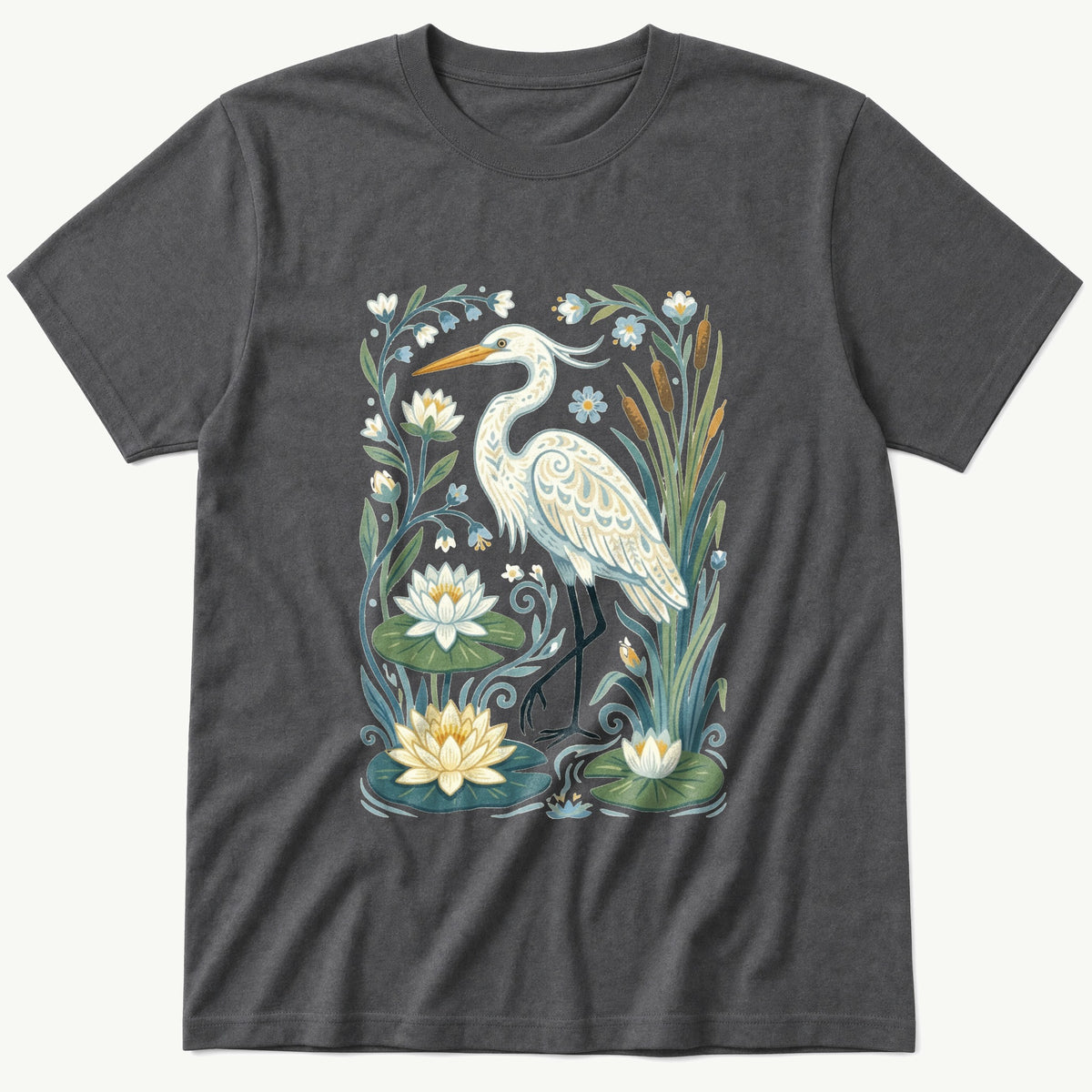 Folk Style Crane V2 — Charcoal T-Shirt