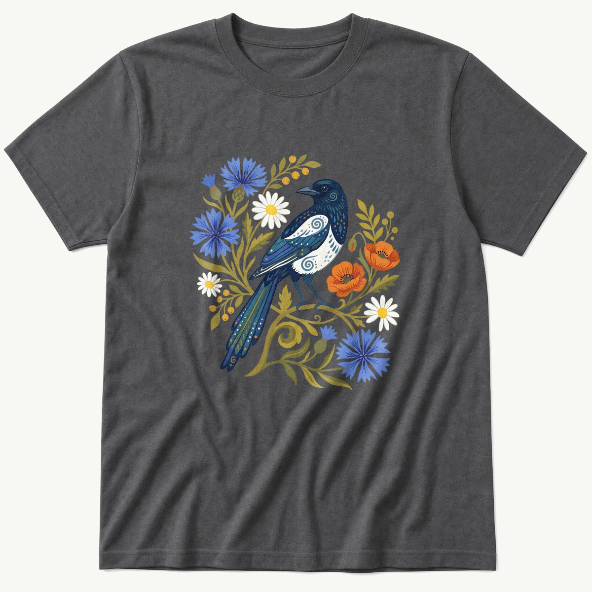 Folk Style MagPie — Charcoal T-Shirt
