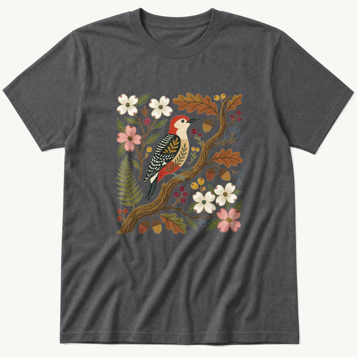 Folk Style WoodPecker — Charcoal T-Shirt