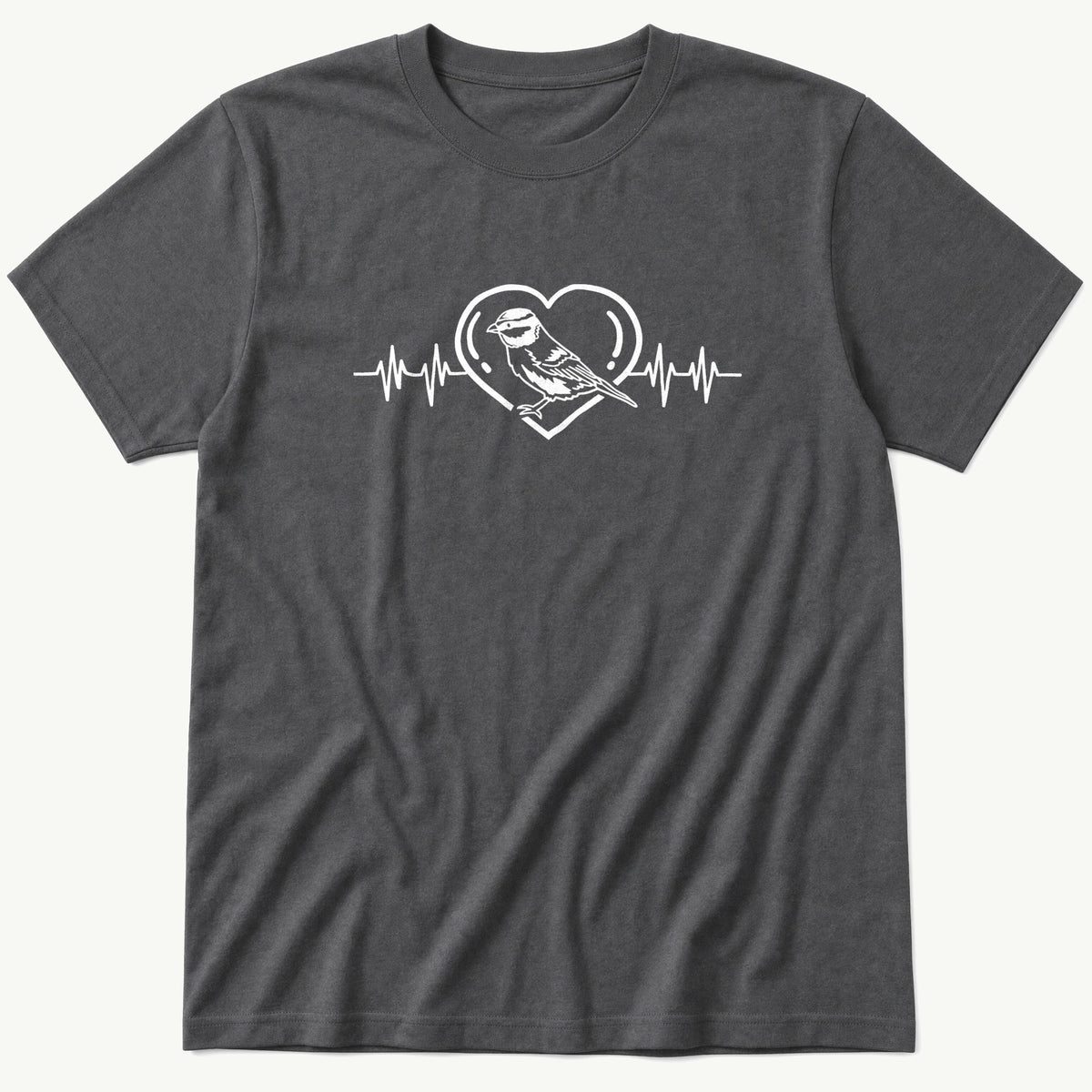 Heartbeat Bird V2 — Charcoal T-Shirt