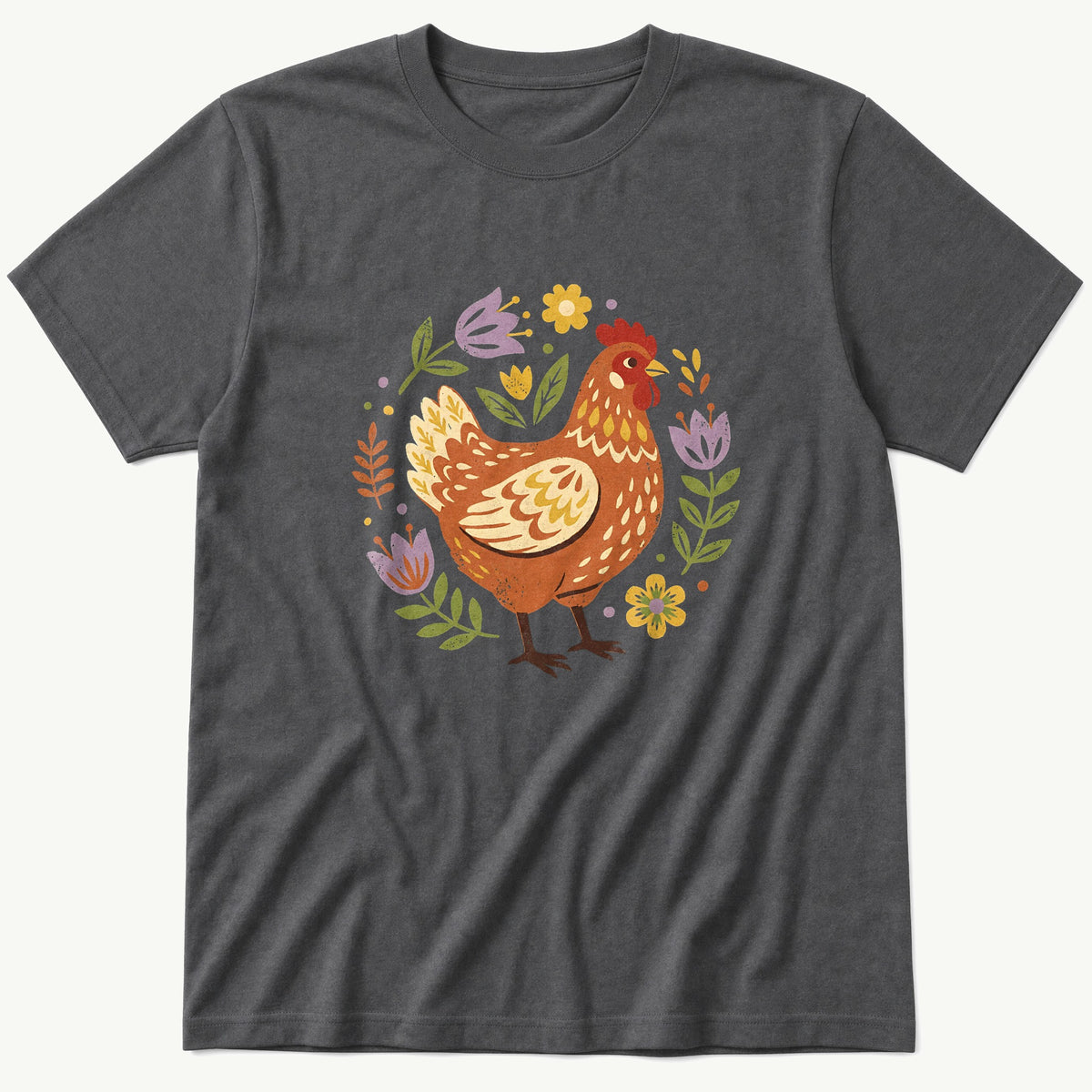 Hen Cutout 1 — Charcoal T-Shirt