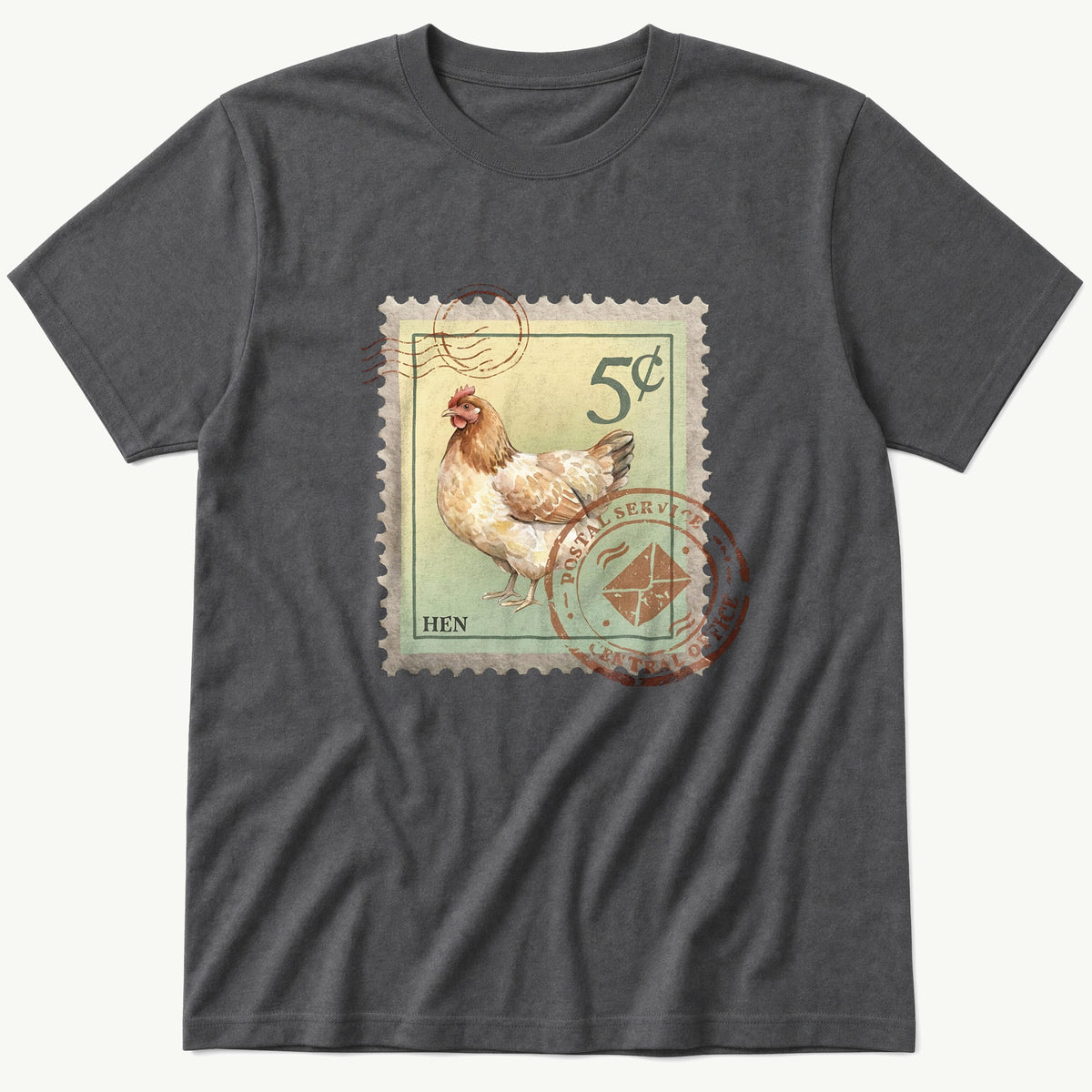 Hen Stamp — Charcoal T-Shirt