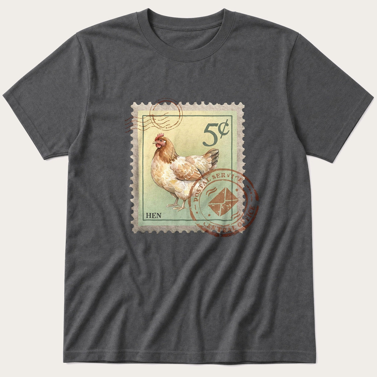 Hen Stamp — Charcoal T-Shirt