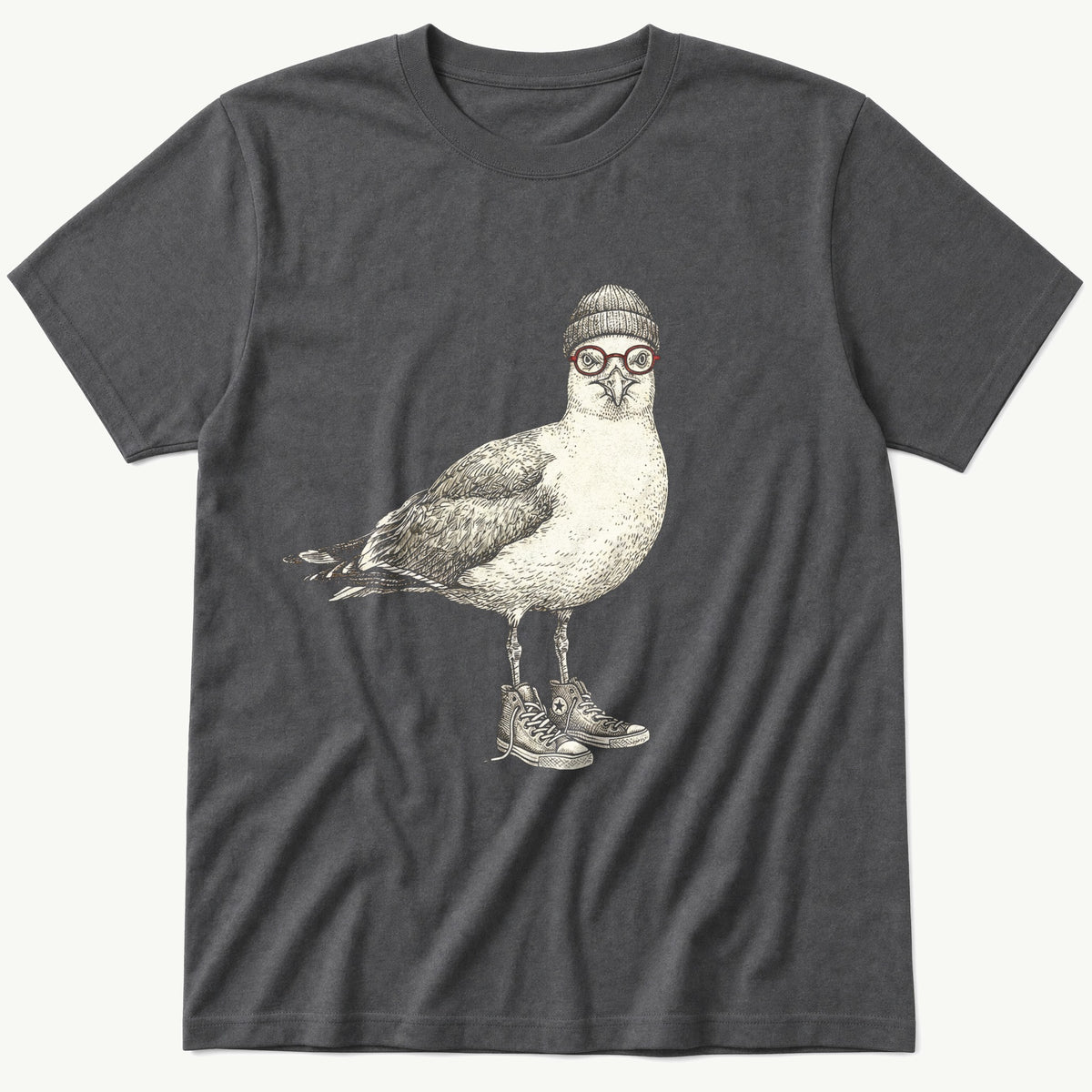 hipster-seagull-2 — Charcoal T-Shirt