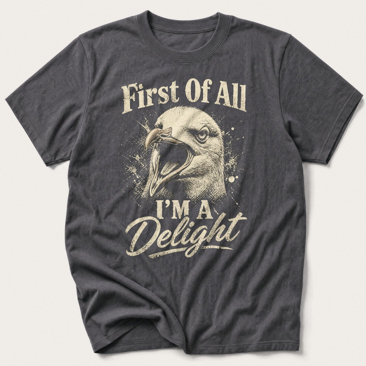 I'm A Delight Seagull — Charcoal T-Shirt
