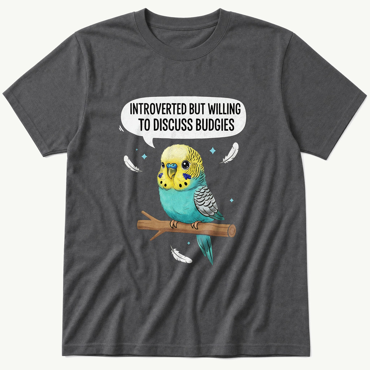 Introverted Budgie Lover — Charcoal T-Shirt
